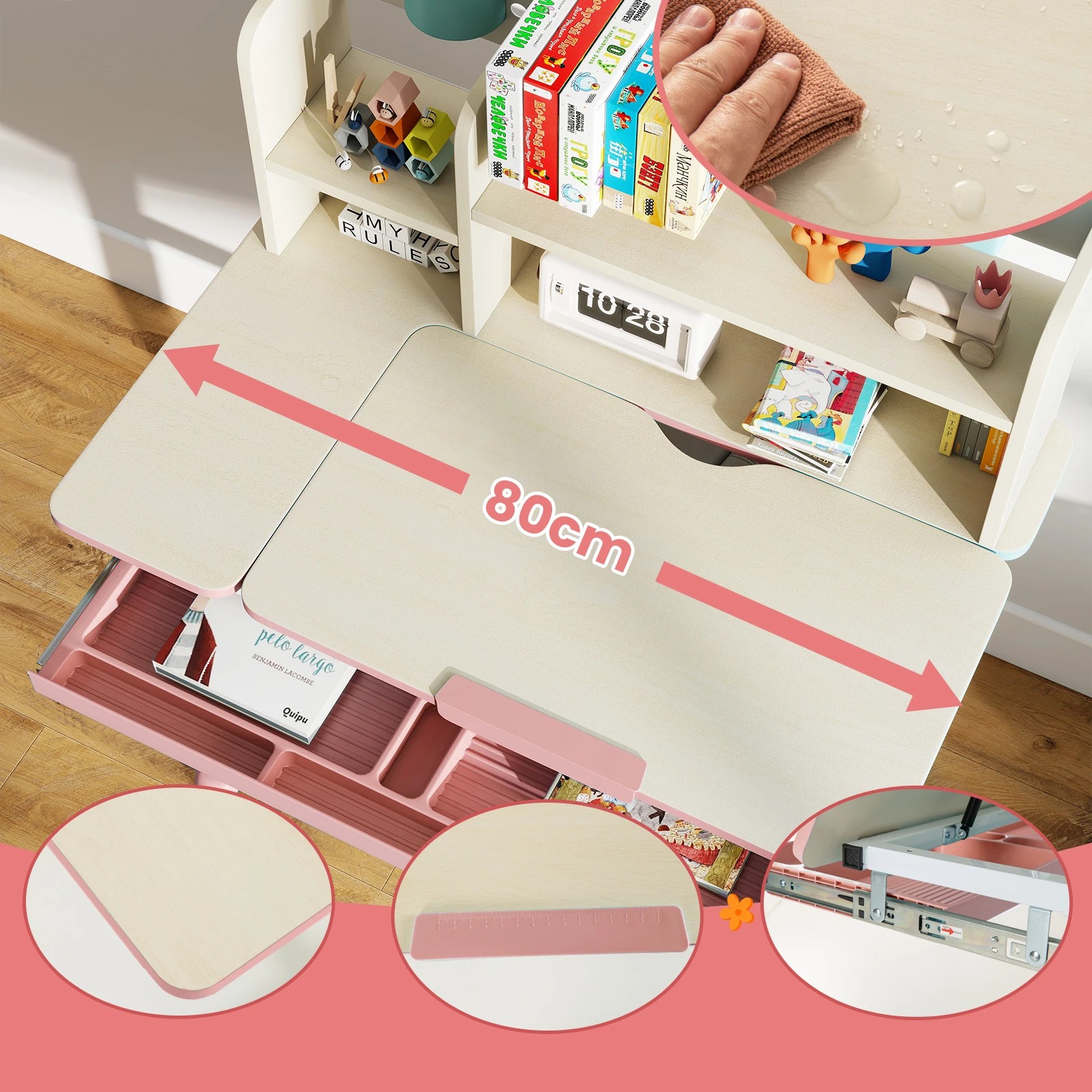 3 Costway Study Desk Height Adjustbale Table w/Tiltable Top, 3 of 5