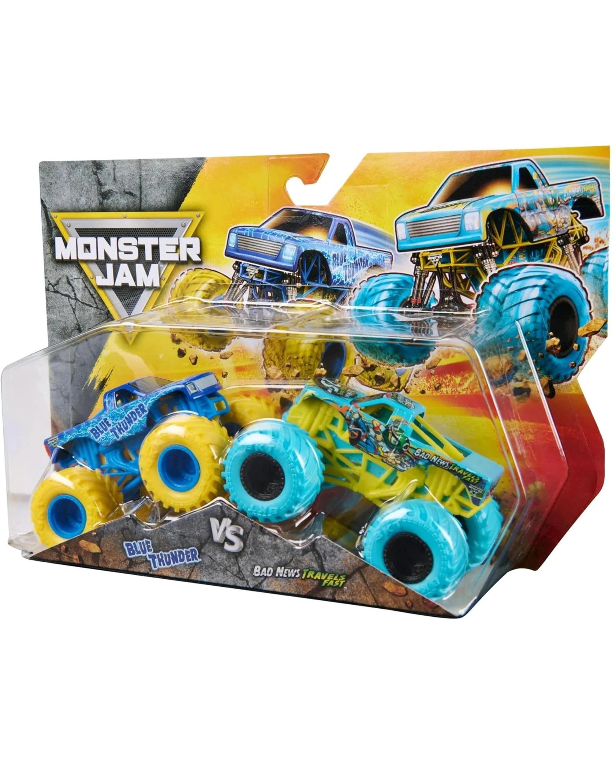 2 Monster Jam Blue Thunder vs Bad News Travels Fast 1:64 Scale 2 Pack, 2 of 4