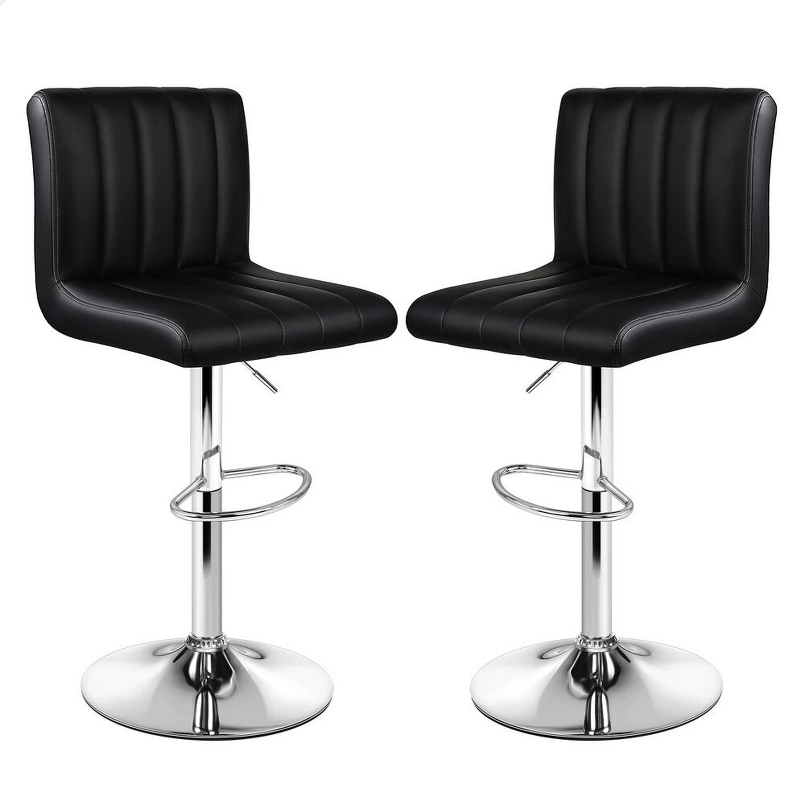 1 Alfordson 2x Bar Stools Macias Kitchen Swivel Chair Leather Gas Lift - Black, 1 of 10