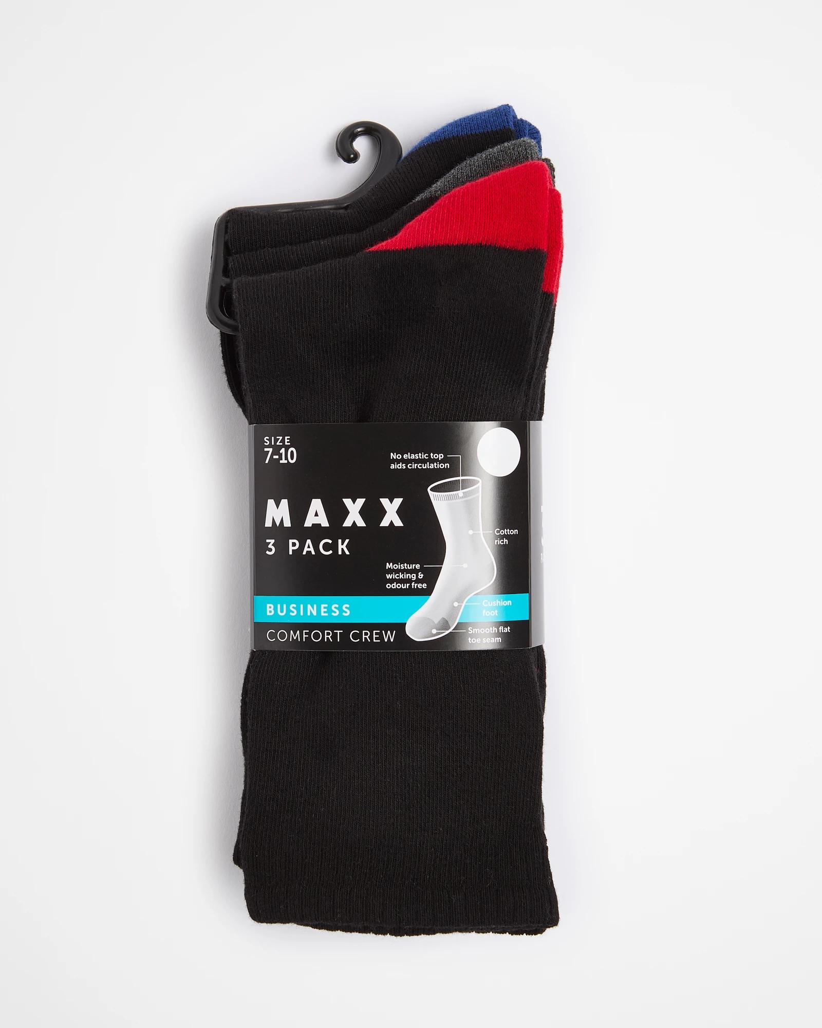 3 3 Pack Business Comfort Crew Socks - Maxx BLACK, 3 of 3
