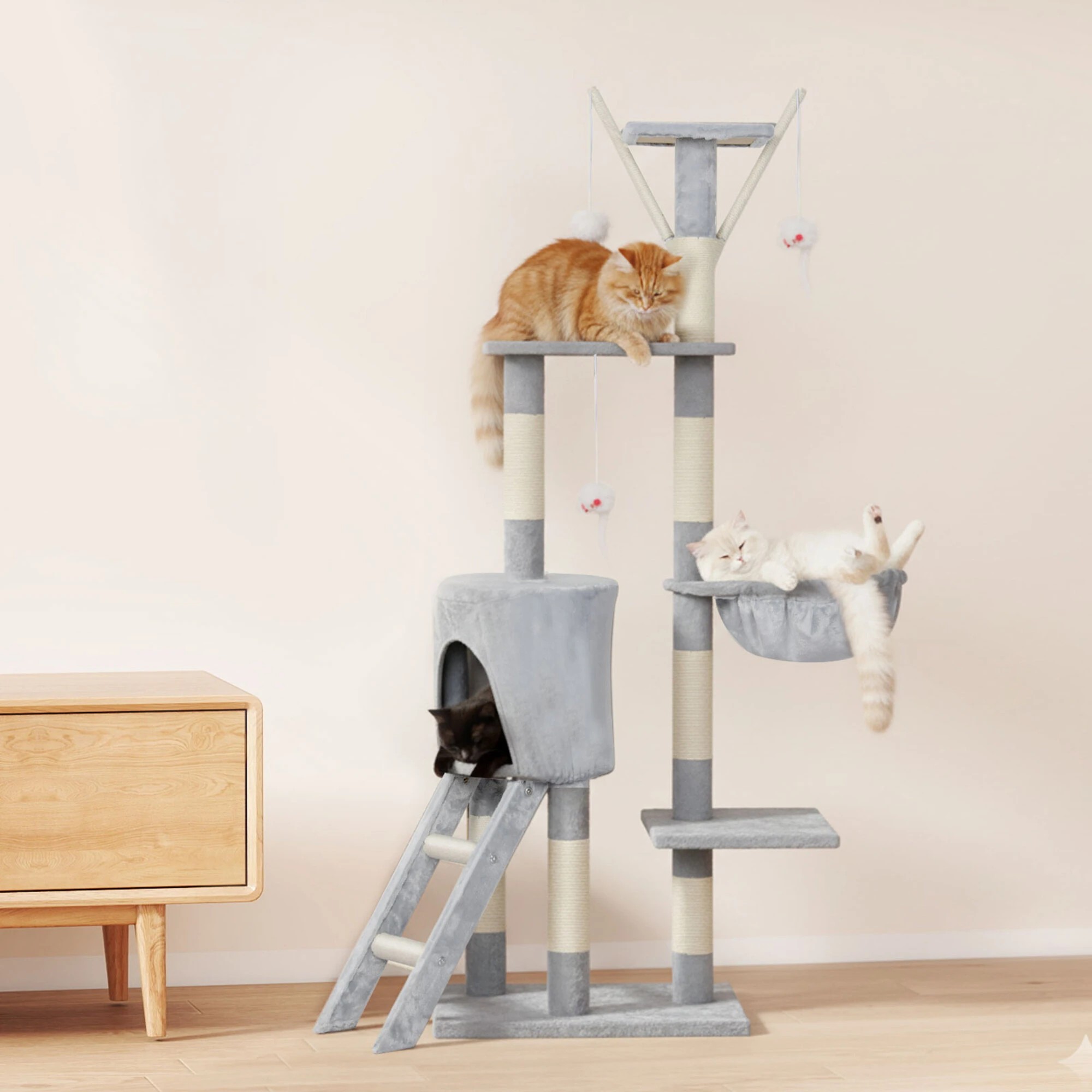 7 Pawz Cat Tree Scratching Post  143cm - Grey, 7 of 9