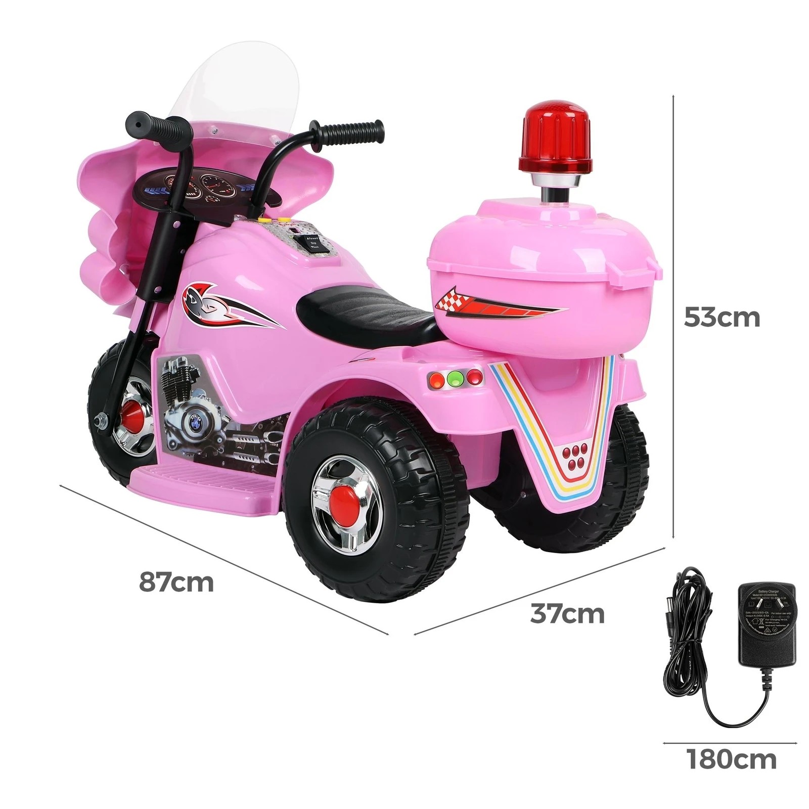 8 Alfordson Kids Ride On Car Police Motorcycle 6V Electric Toy 25W Motor MP3 - Pink, 8 of 9