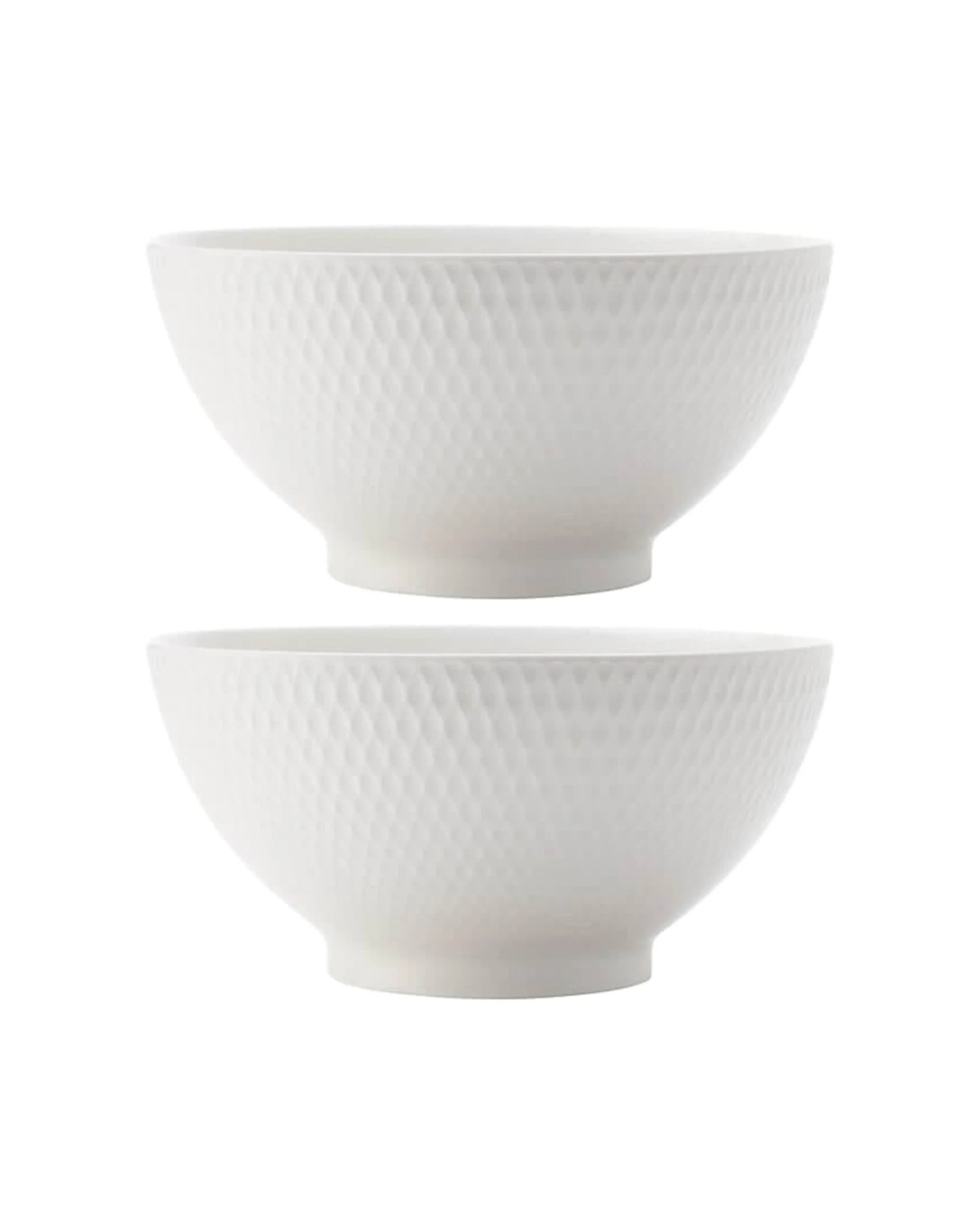 1 Maxwell & Williams 2x Basics Diamonds Noodle Bowl Porcelain Set 20cm - White, 1 of 2