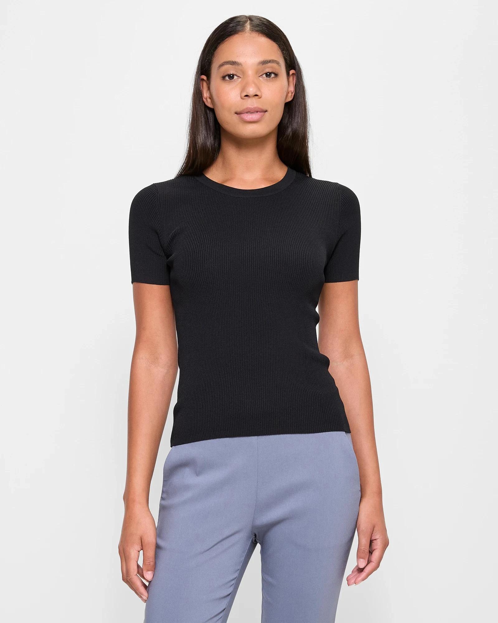 1 Ultimate Ribbed Knit T-Shirt - Preview BLACK, 1 of 5