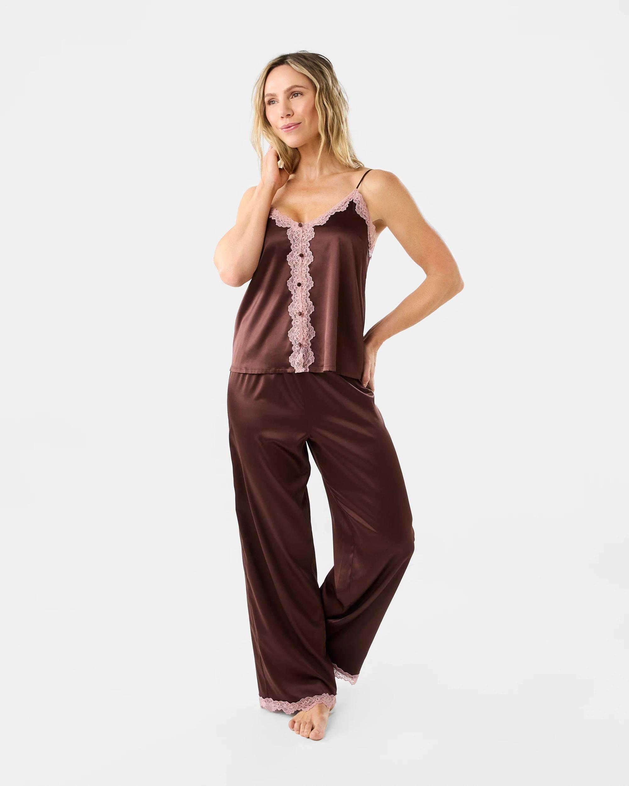 6 Satin Lace Cami Choc Chip, 6 of 6