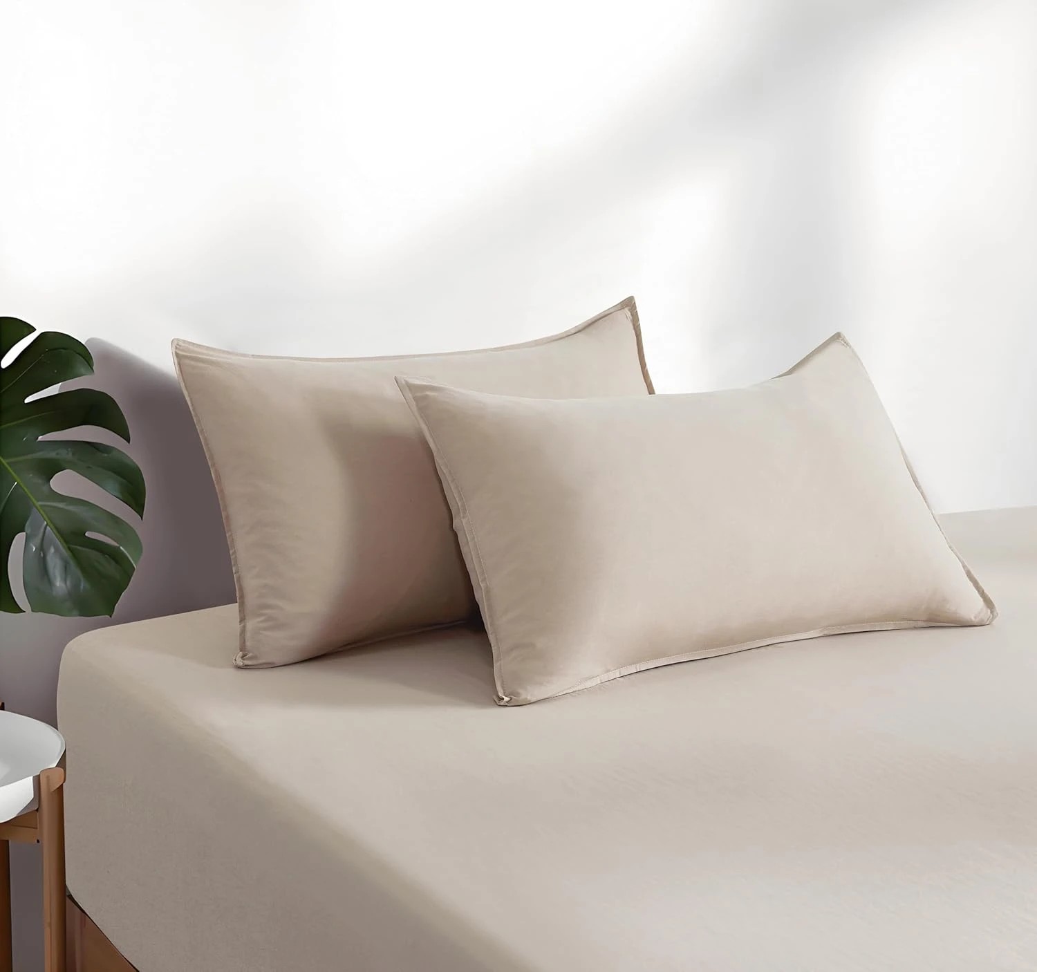 4 CleverPolly 100% Vintage Washed Microfibre Fitted Sheet Set - Linen - Super King Bed, 4 of 4