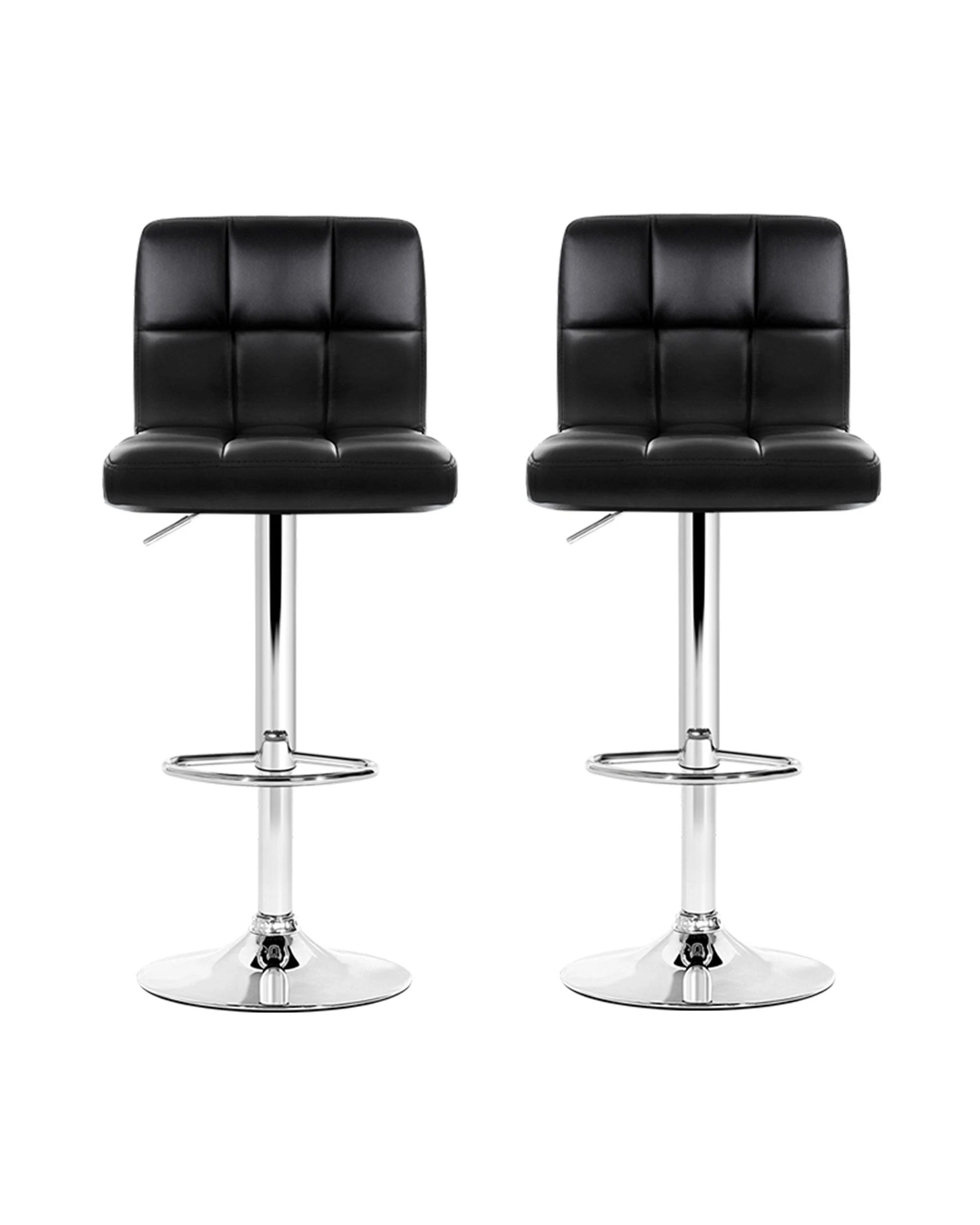 2 Artiss 2x Bar Stools Leather Gas Lift
 - Black, 2 of 2