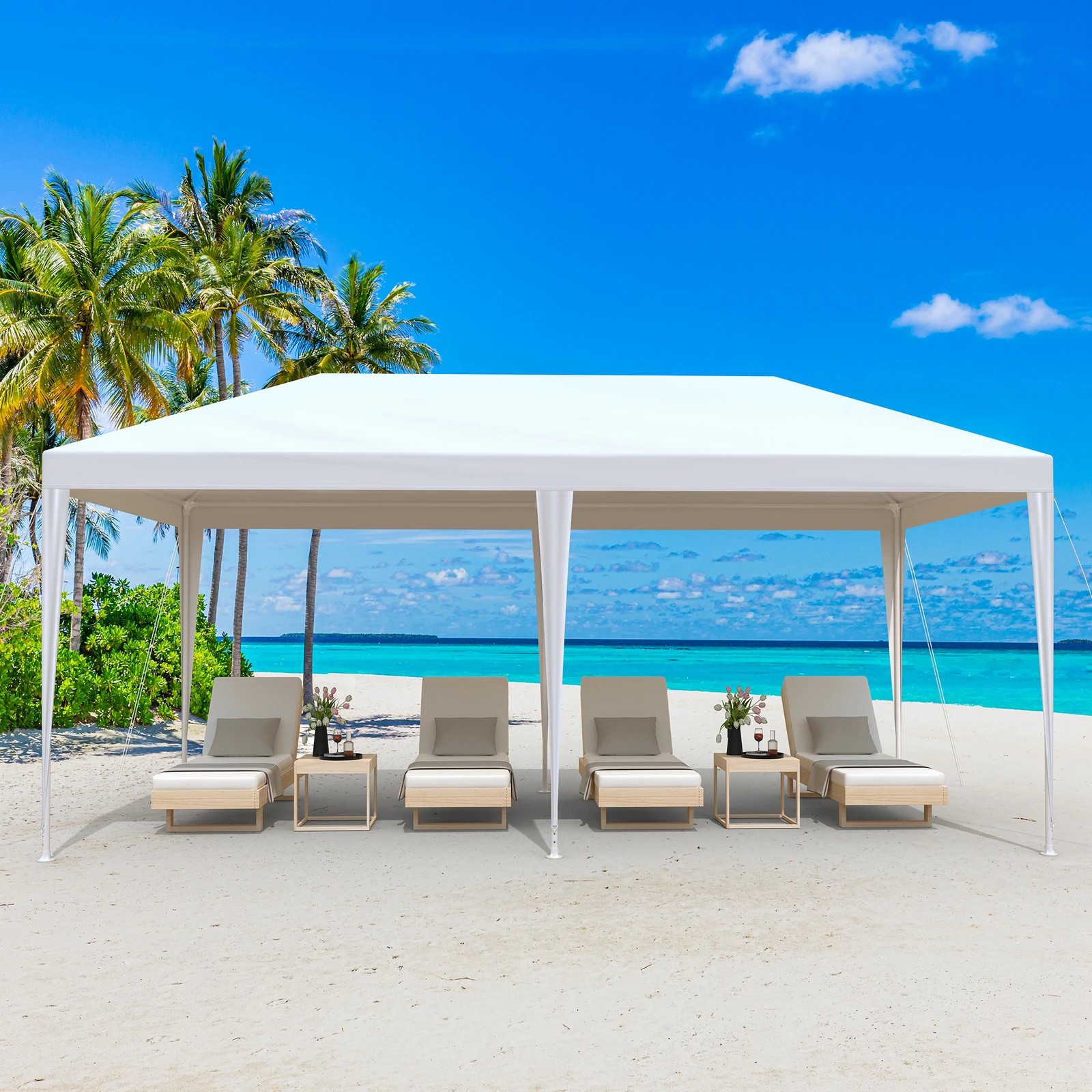 6 Alfordson Gazebo Outdoor Marquee Party Tent Camping Portable Side Wall 3x6m - White, 6 of 7