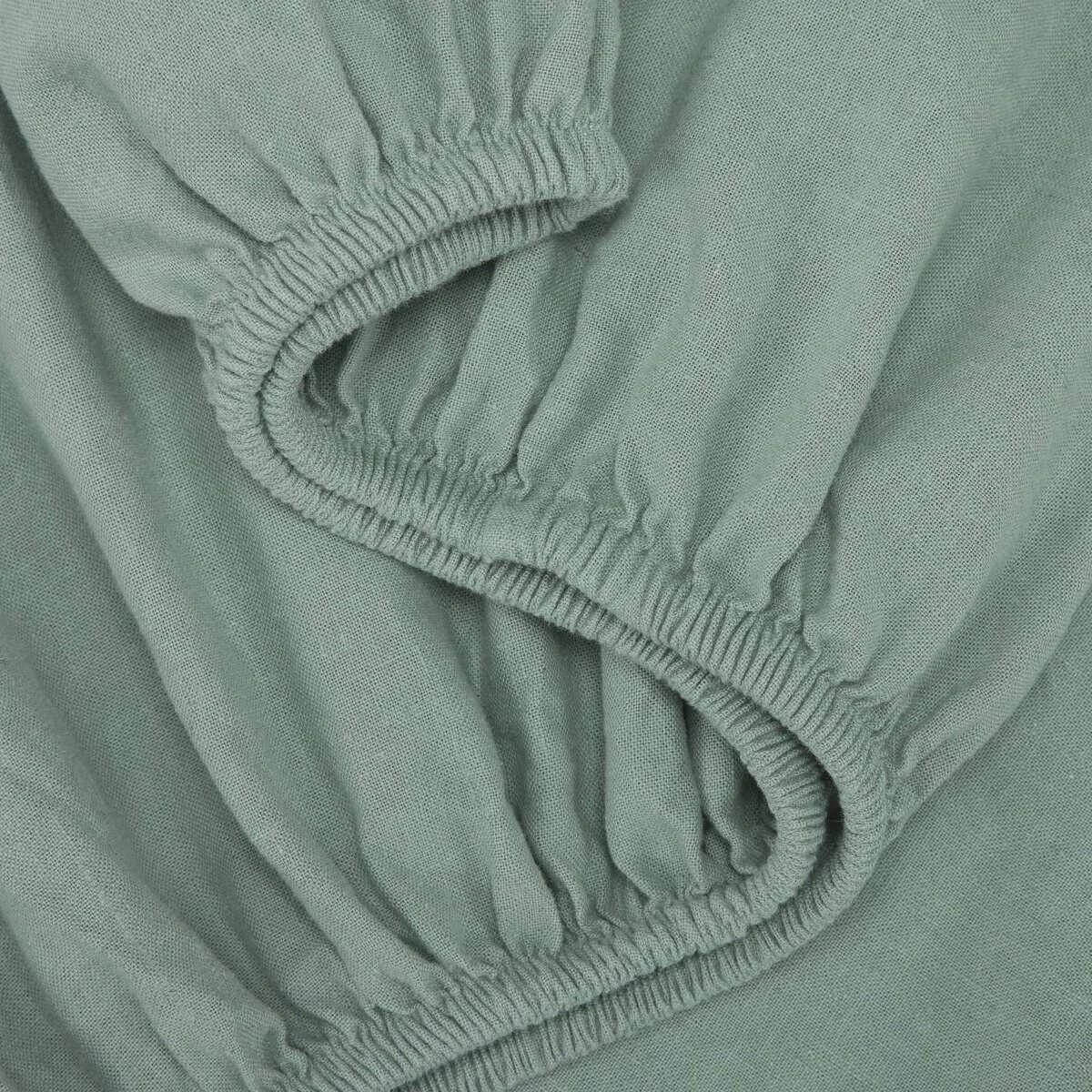 3 Cotton Linen Sheet Set - King Bed, Sage, 3 of 6
