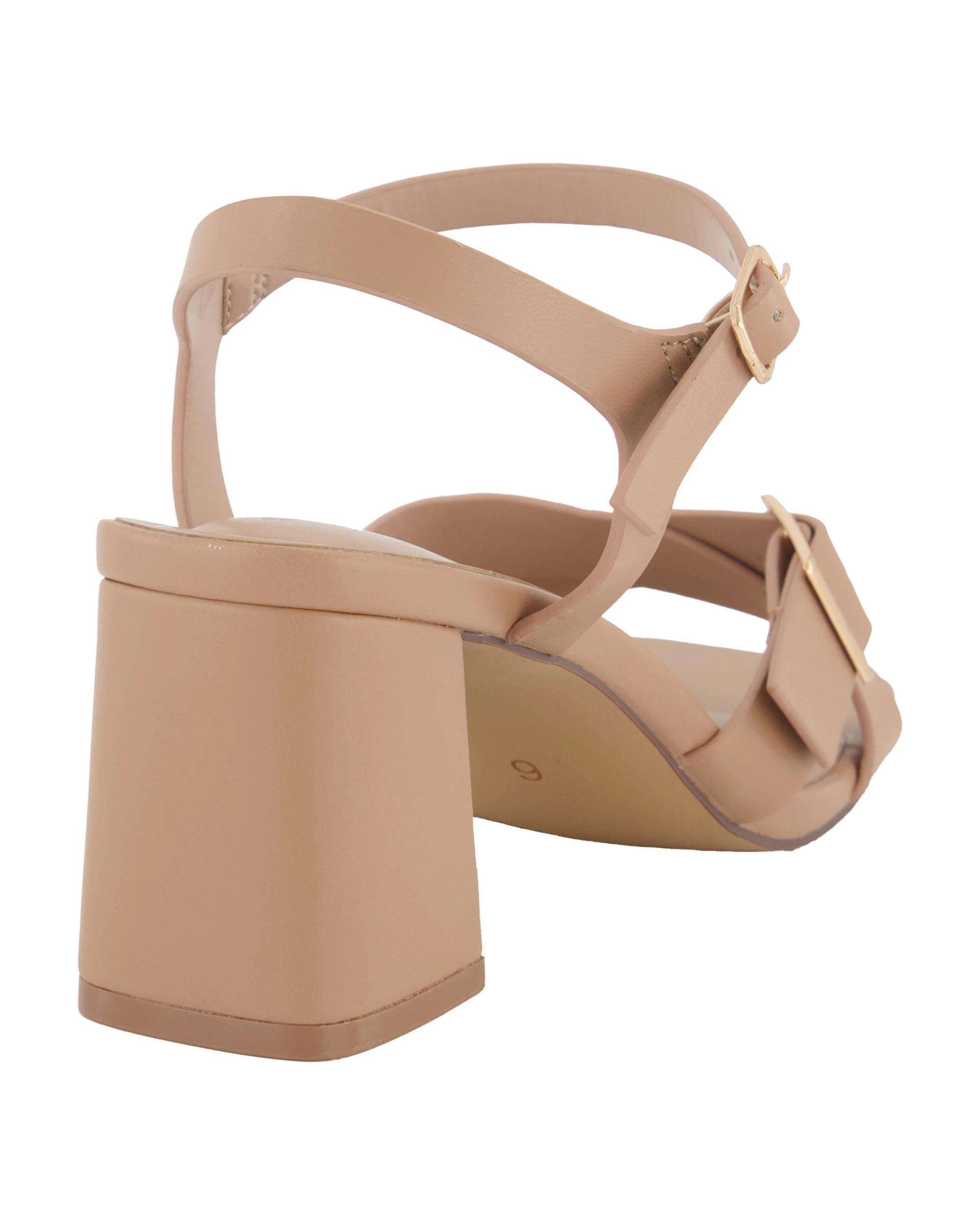 4 Buckle Heel Sandals Tan, 4 of 5