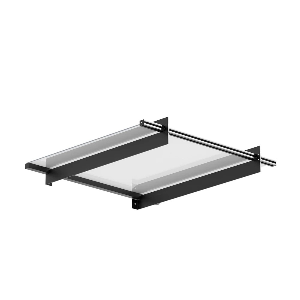 1 Instahut Window Door Awning Canopy 1mx1m Flat Transparent Sheet Metal Frame - Clear, 1 of 6