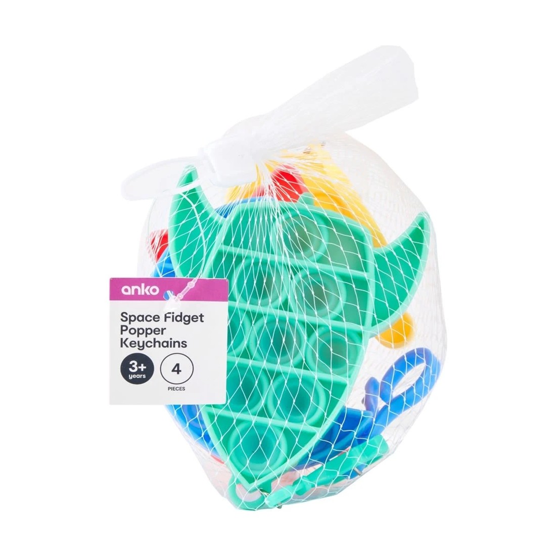 6 4 Pack Space Fidget Popper Keychains, 6 of 6