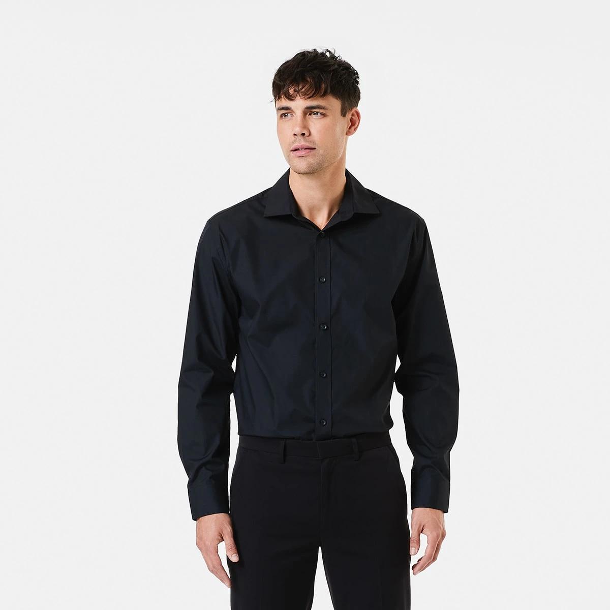 1 Work Long Sleeve Business Shirt BLACK, 1 of 7
