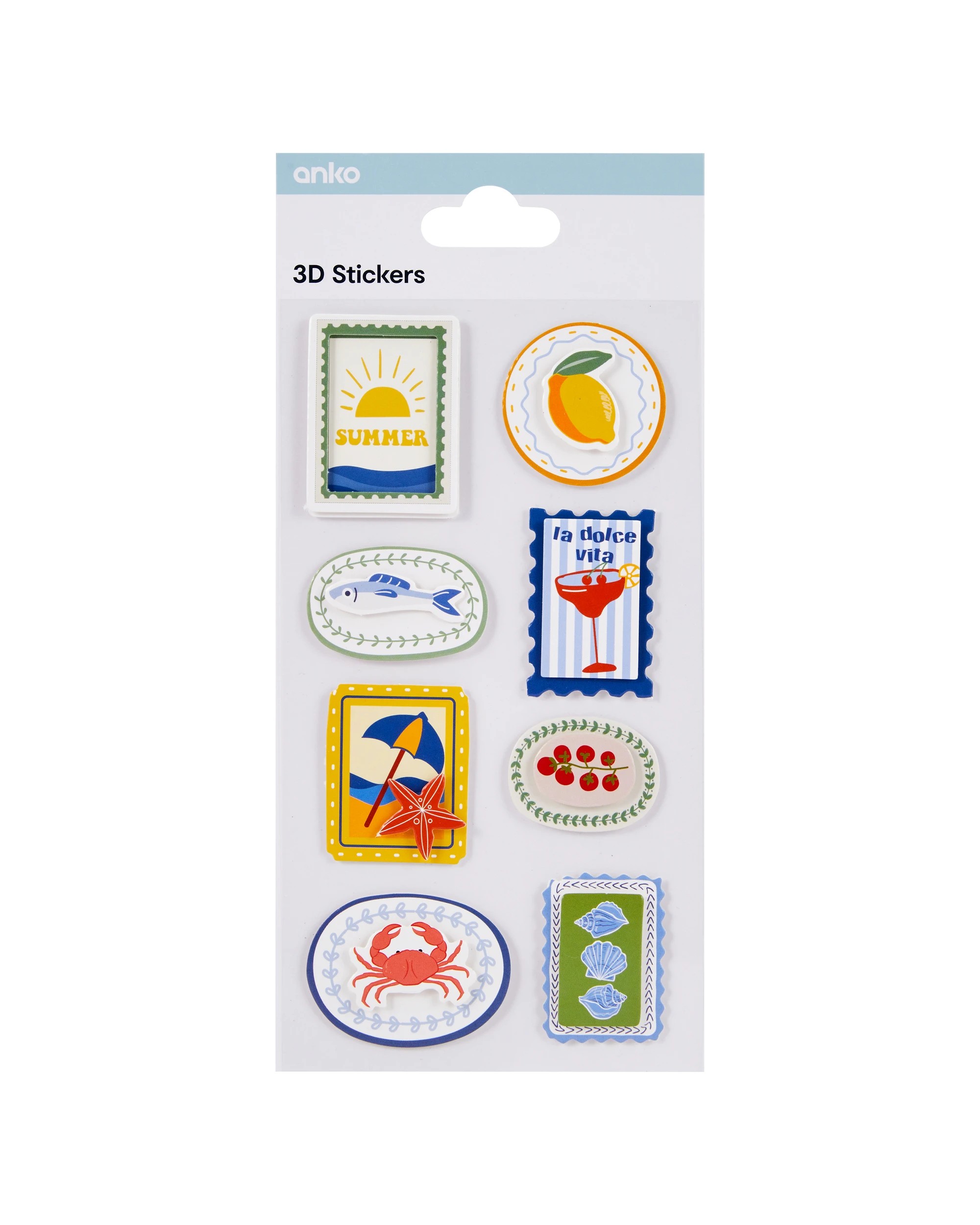 1 8 Pack 3D Stickers - Stamps, 1 of 3
