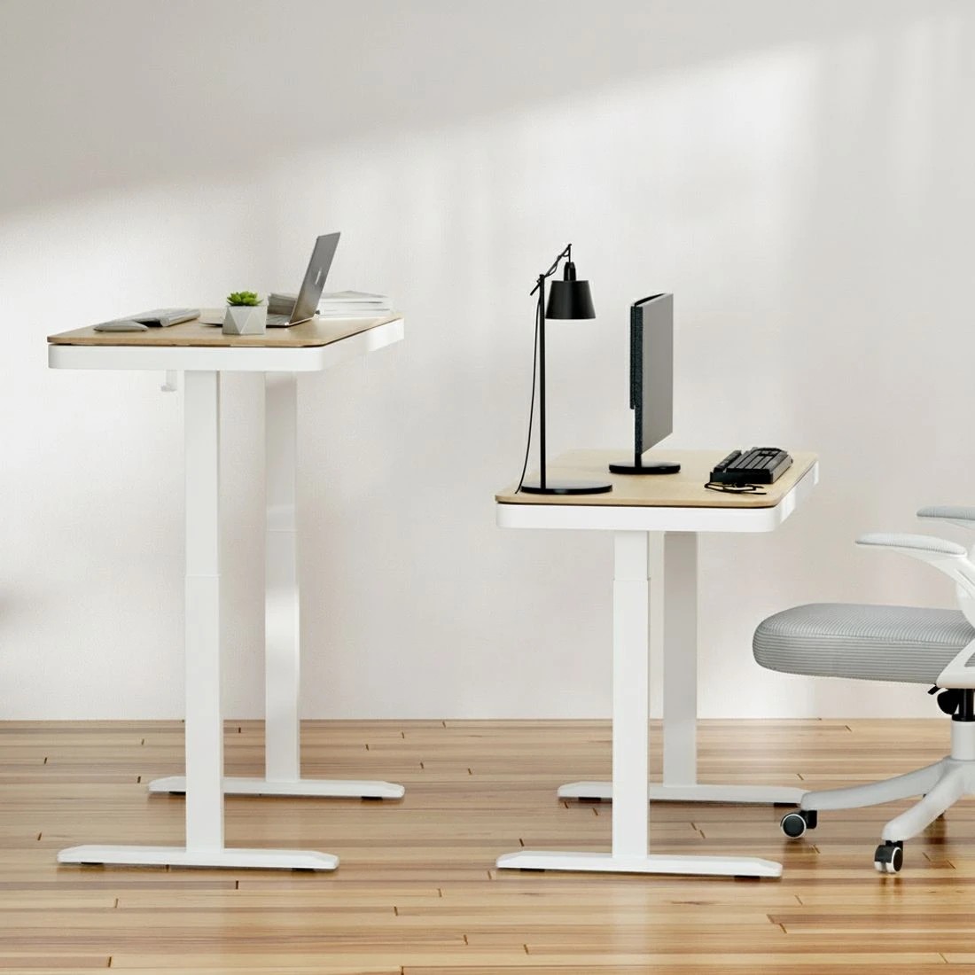 7 Artiss Under Desk Exercise Bike with 120cm Automatic Standing Desk Magnetic Resistance Oak - Multi, 7 of 7