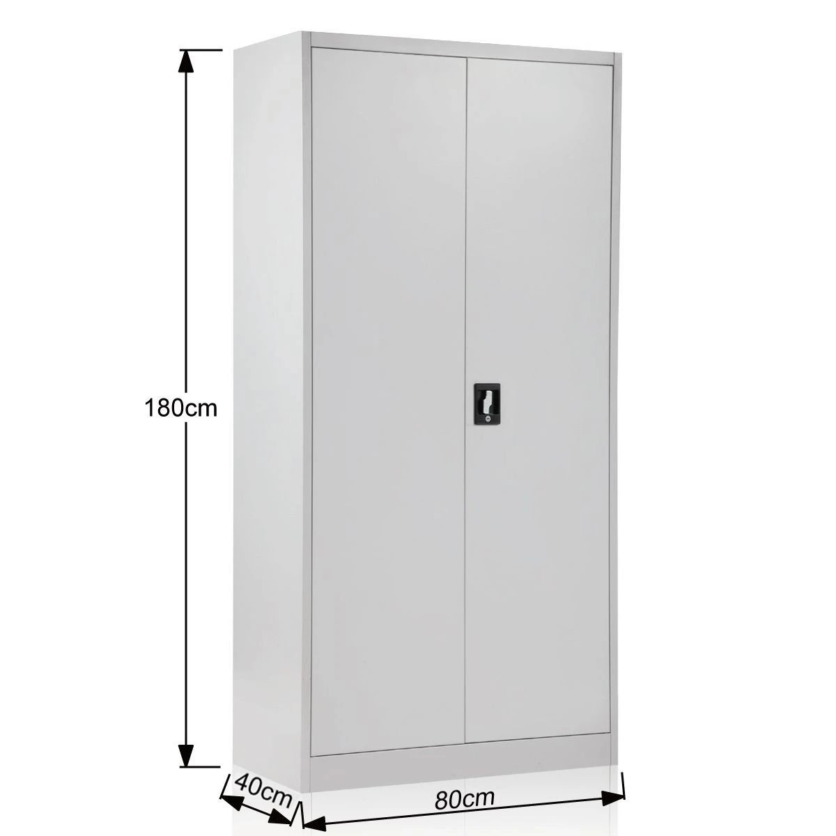 10 Ausway 2 Door Office File Locker Steel Storage Cabinet 180cm Grey White, 10 of 10