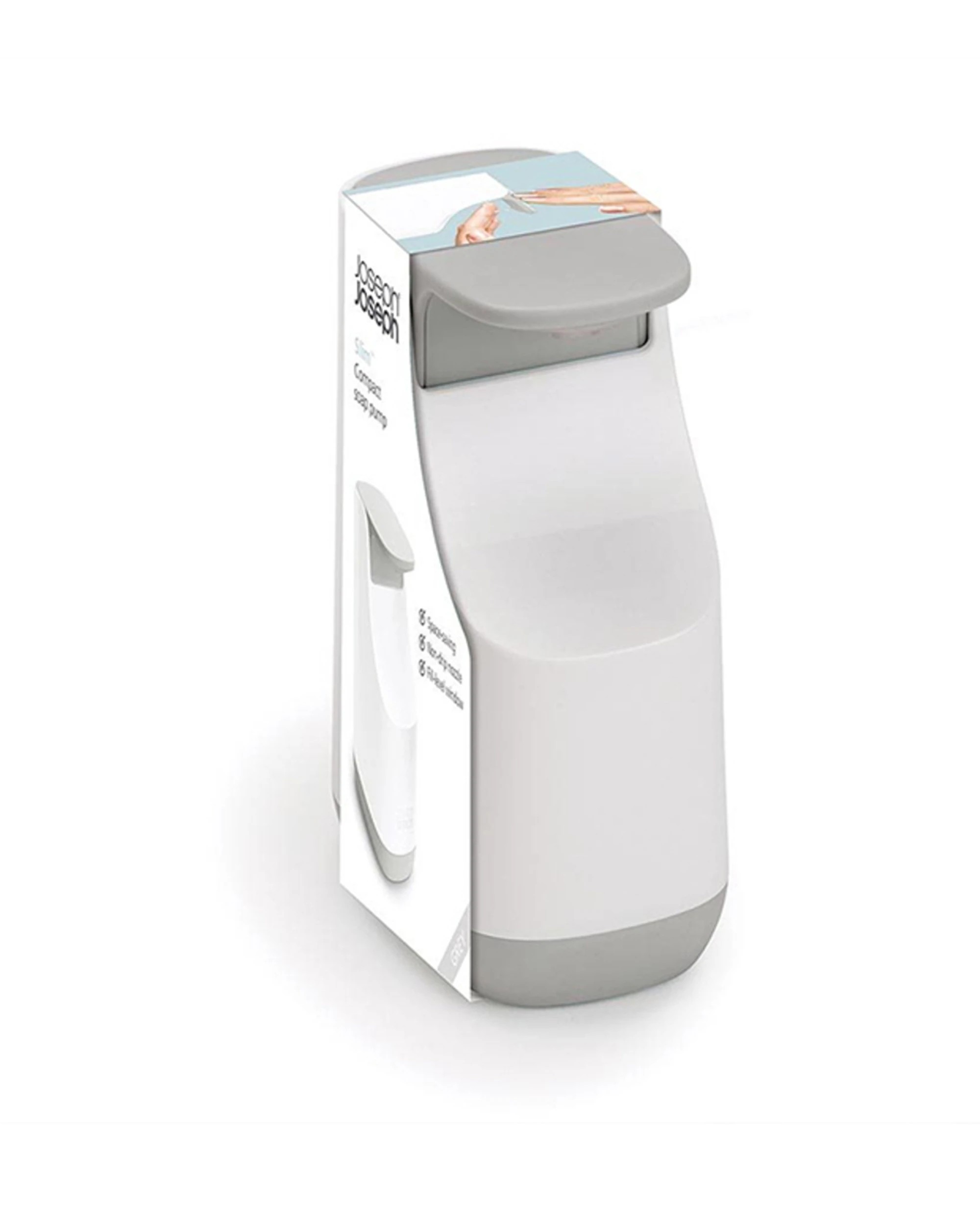 1 Joseph Joseph Soap Dispenser Slimline Refillable Non-Drip Pump 350ml - Grey, 1 of 6