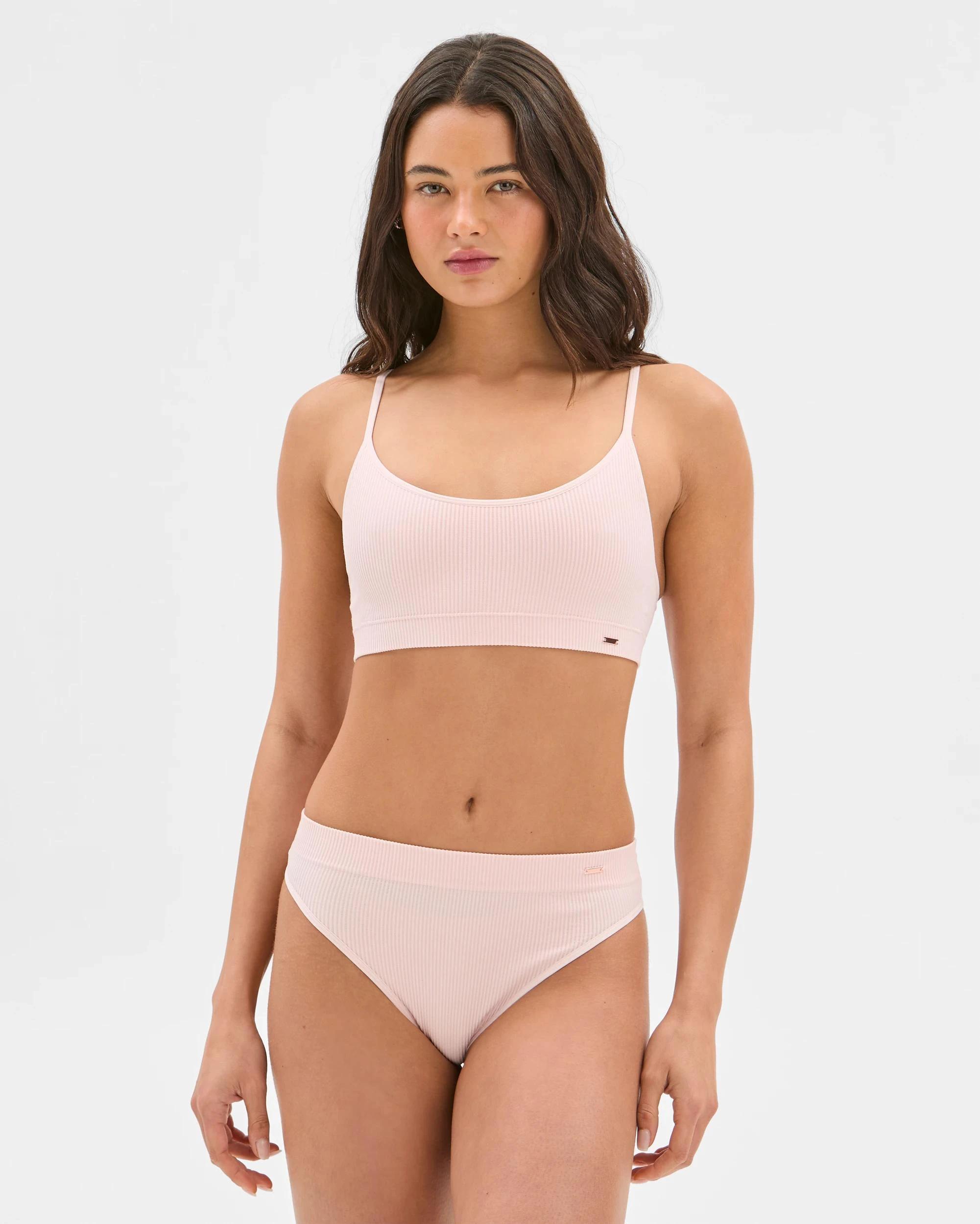 2 Lily Loves Ribbed Seamfree High Waisted G-String Briefs CHALK PINK, 2 of 3
