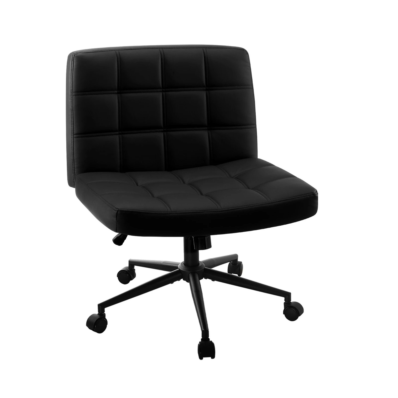 1 Oikiture Armless Office Desk Chair Faux Leather
 - Black, 1 of 9
