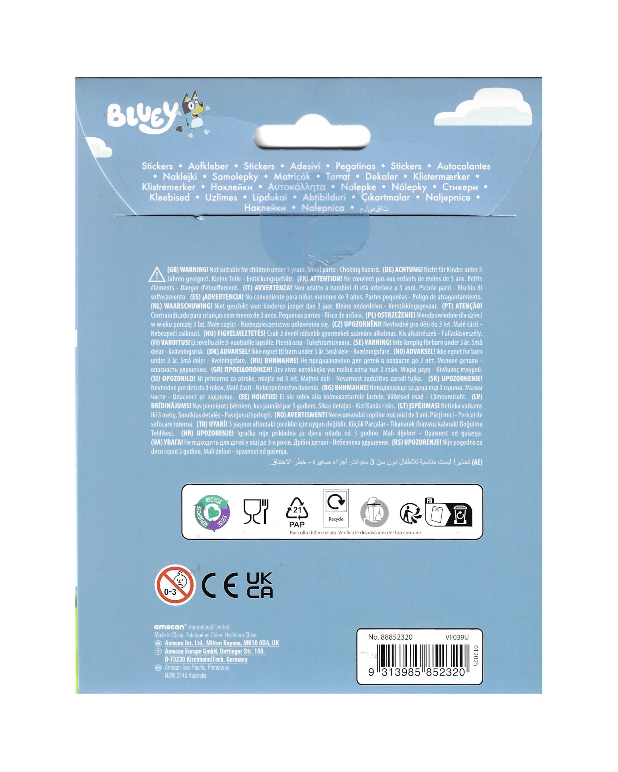 3 CCDS Bluey Character Stickers 8 Sheets - Multi, 3 of 3