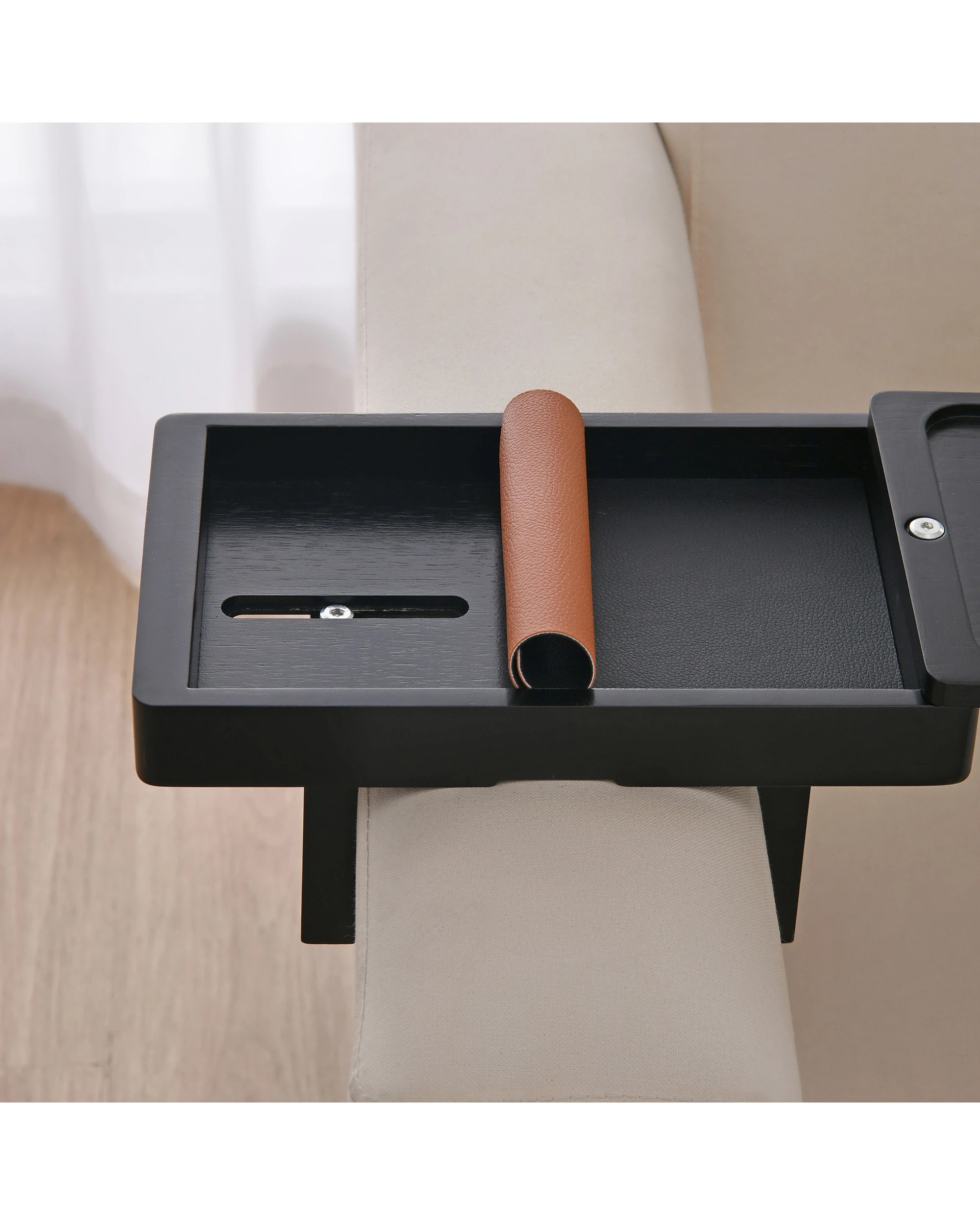 5 Sherwood Japandi Armrest Sofa Tray Table - Black, 5 of 10