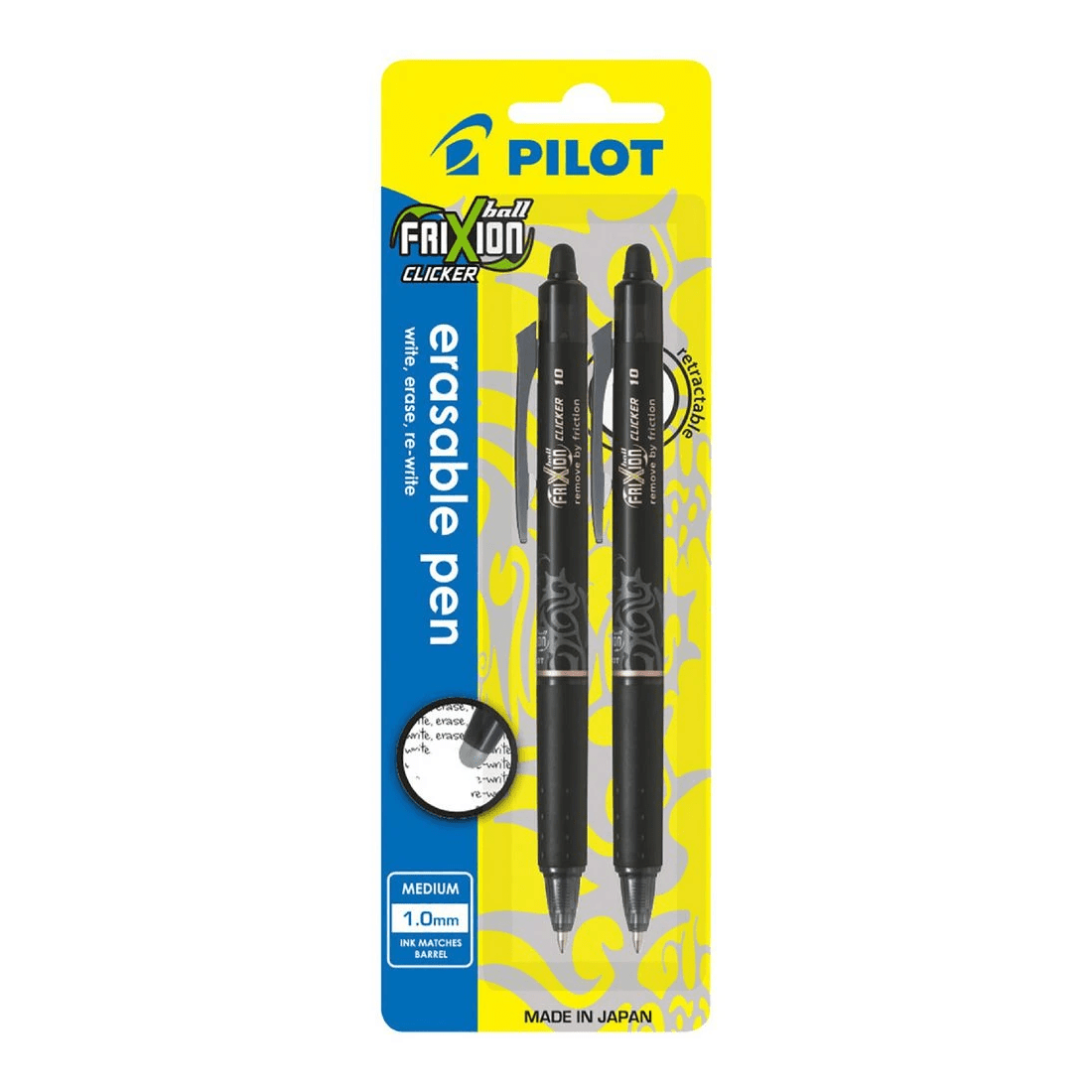 1 PILOT FriXion Clicker Erasable Gel Pen 1mm Black 2 Pack, 1 of 6