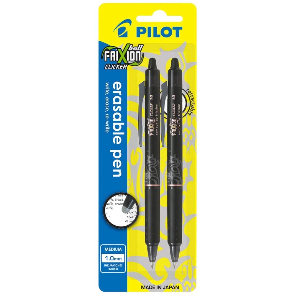1 PILOT FriXion Clicker Erasable Gel Pen 1mm Black 2 Pack, 1 of 6