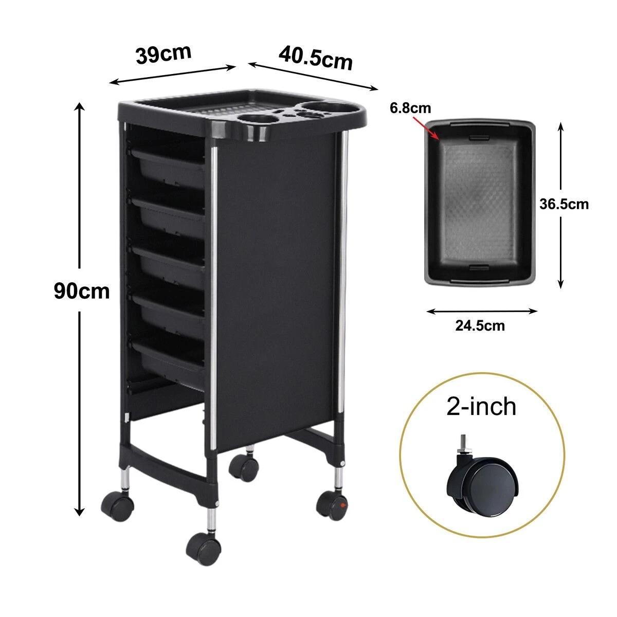 2 AUSWAY 6 Tier Hair Salon Trolley Spa Beauty Parlor Hairdressing, 2 of 5
