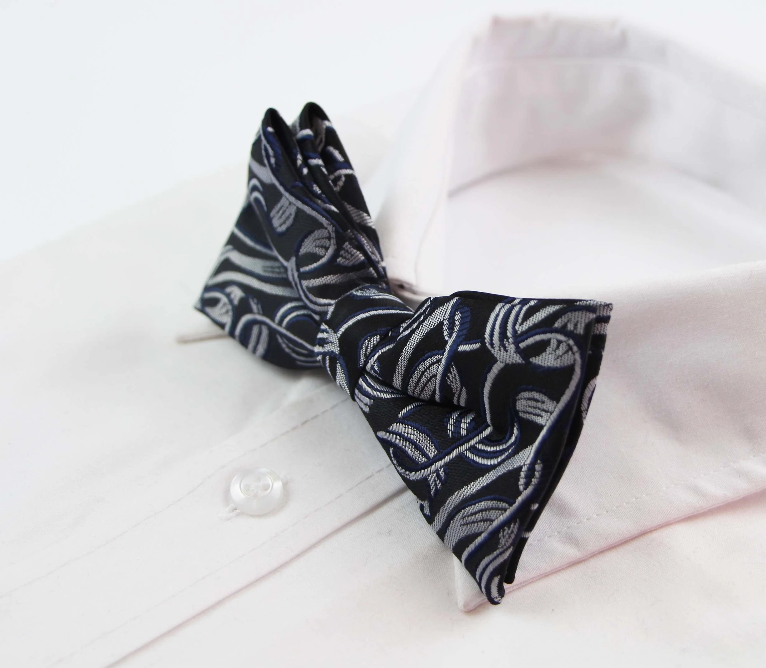 1 Zasel Mens Black Grey Patterned Bow Tie - Multi, 1 of 4