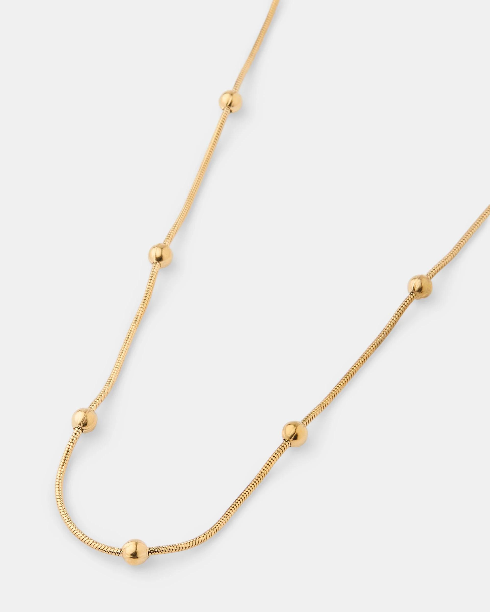 1 Waterproof Stainless Steel Station Necklace - Gold Tone Gold, 1 of 4