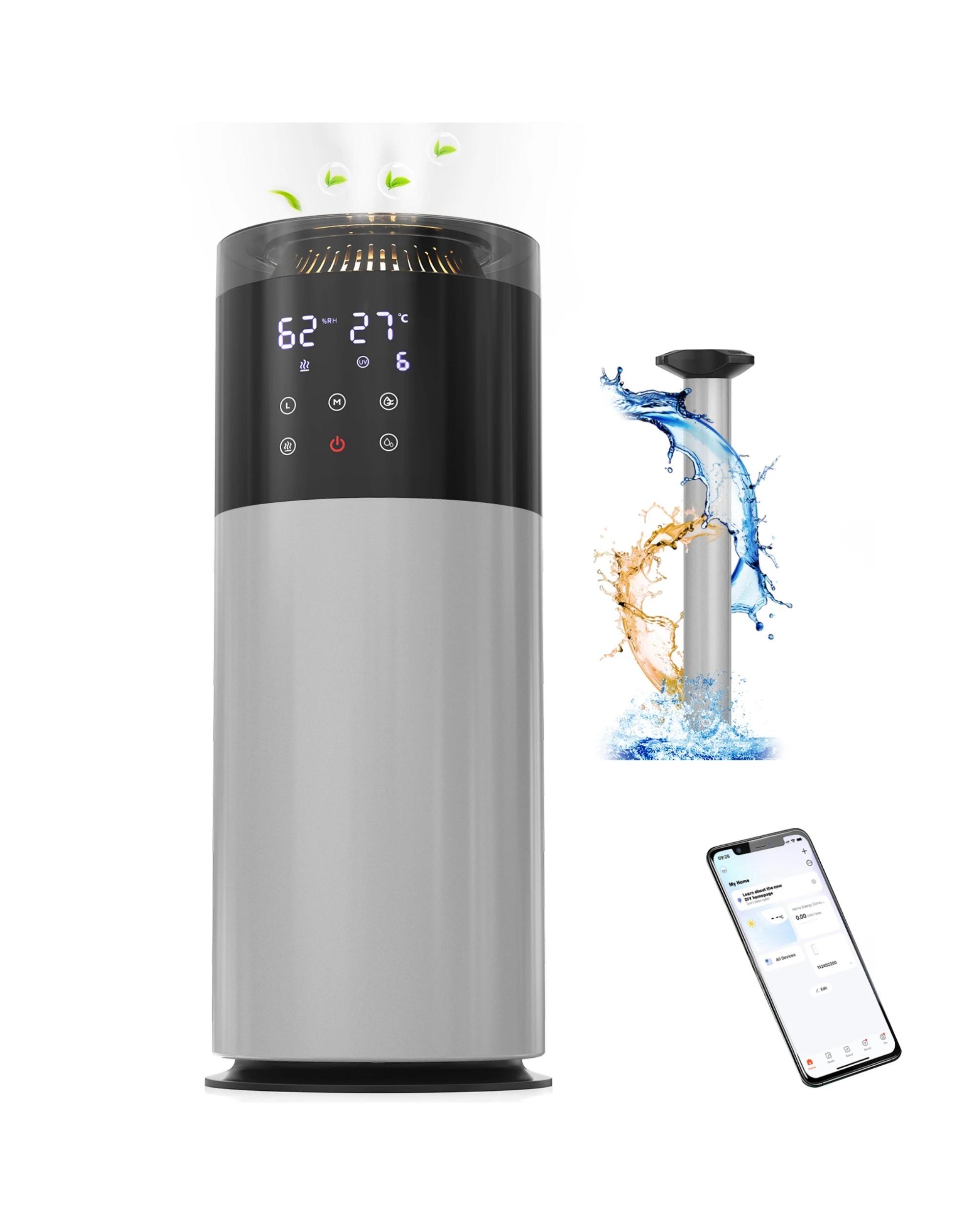 1 Advwin 13l Humidifier For Large Room, Smart Cool And Warm Mist Humidifiers With Top-fill, Night Light, Sleep Mode, 1 of 8