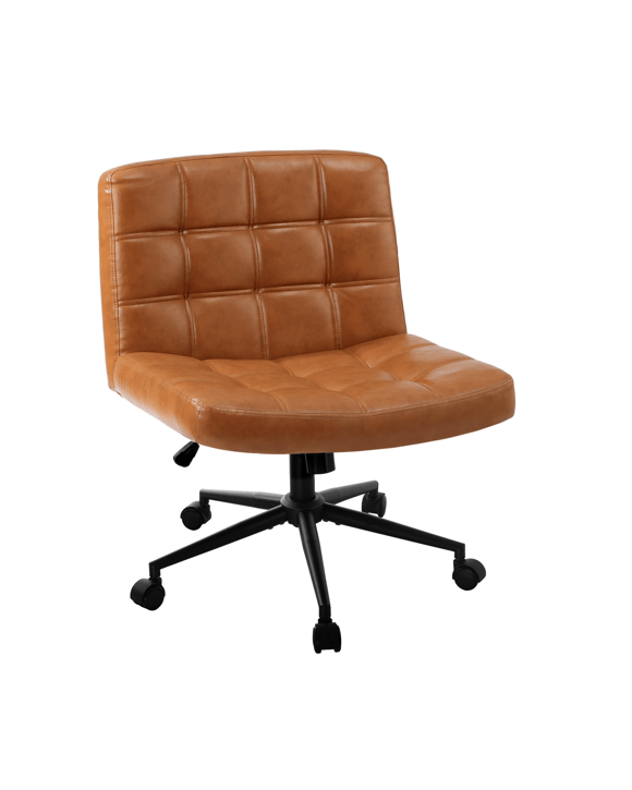Oikiture Armless Office Desk Chair Faux Leather
 - Brown