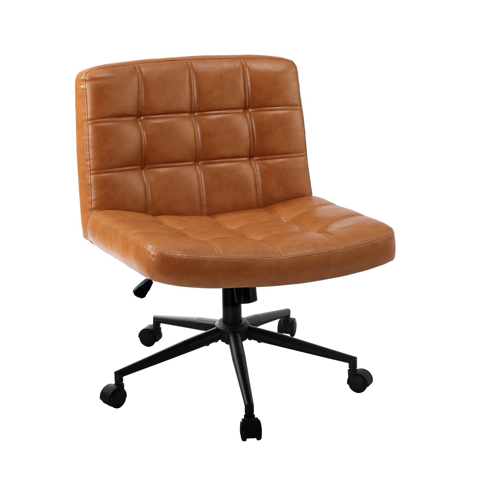 1 Oikiture Armless Office Desk Chair Faux Leather
 - Brown, 1 of 10
