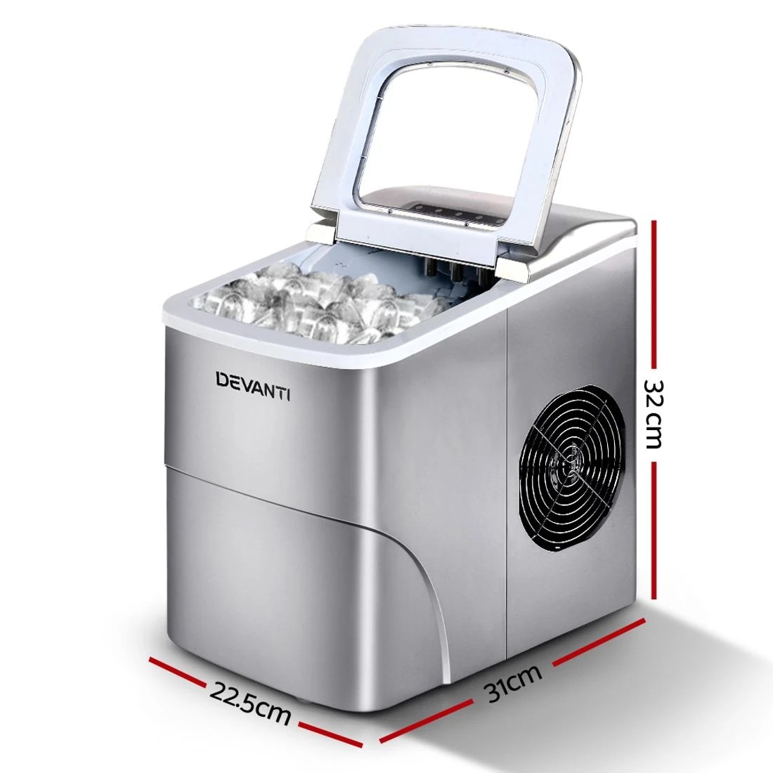 1 Devanti 12kg Ice Maker Machine - Silver, 1 of 8
