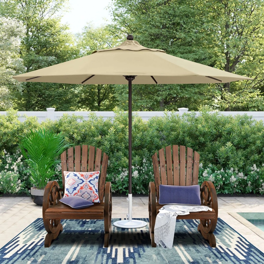 4 Alfordson Outdoor Wagon Wheel Chair Garden Wooden Seat Patio Lounge - Charcoal, 4 of 10