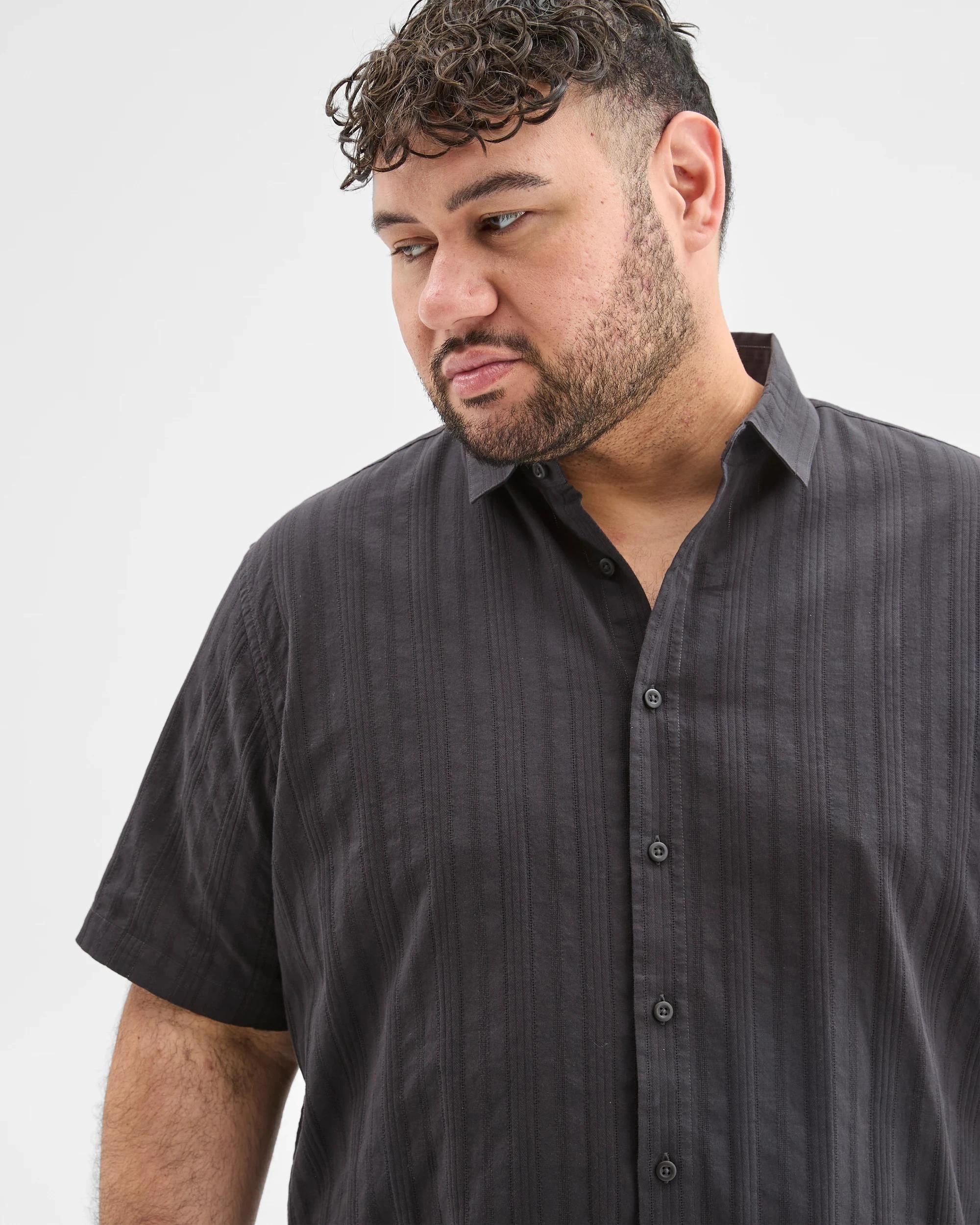 4 Target Man Plus Plus Size Australian Cotton Textured Shirt BLACK, 4 of 6