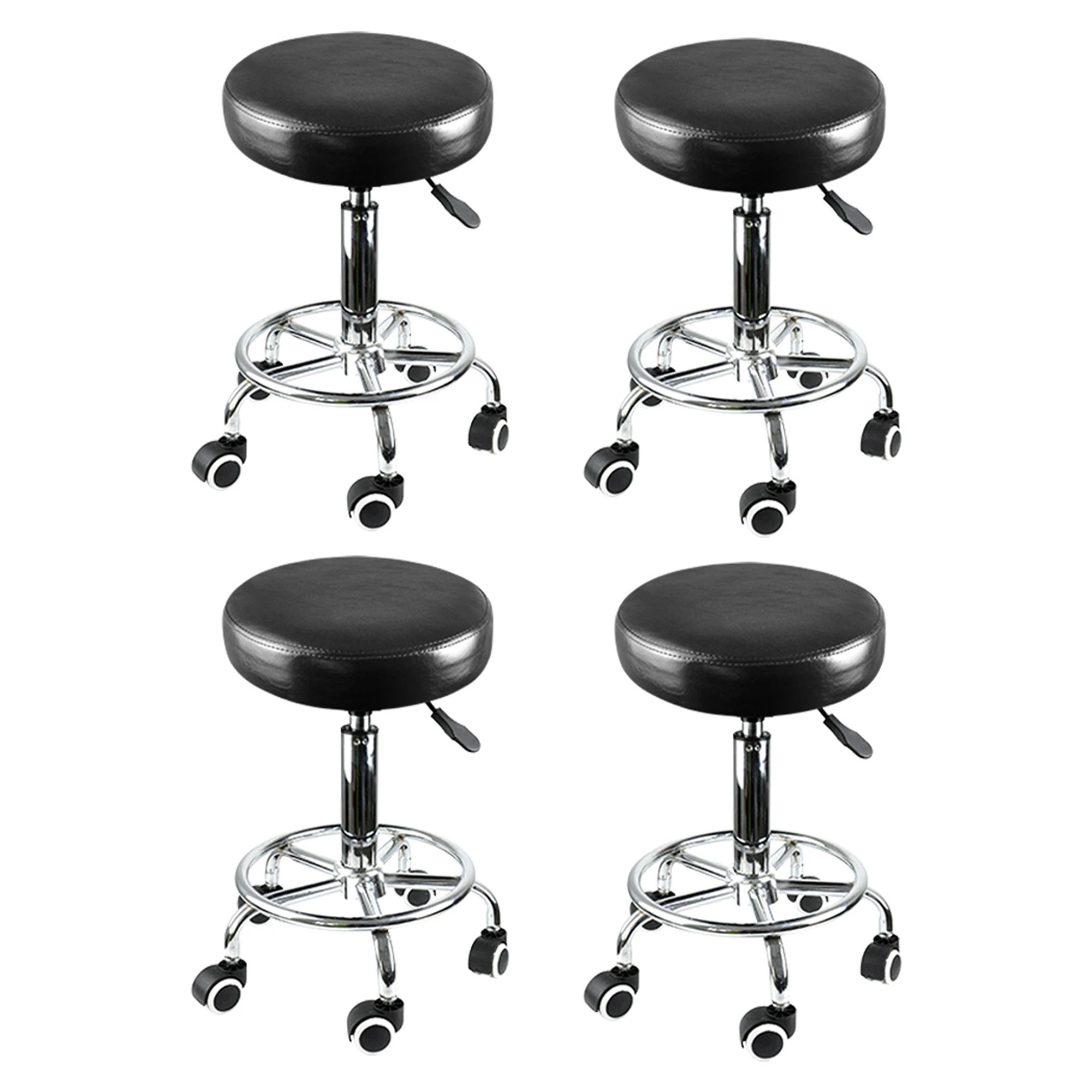 1 Levede 4x Swivel Salon Barstool Hairdressing Stool Barber Chair Equipment Beauty - Black, 1 of 8