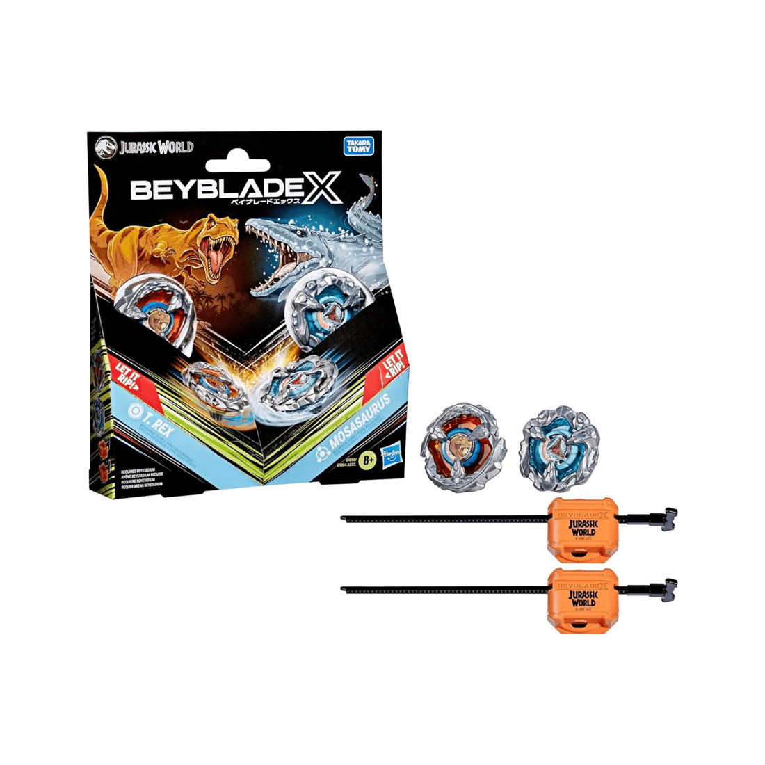 1 Hasbro Beyblade X Jurassic World T. Rex vs Mosasaurus Multipack Set, 1 of 6