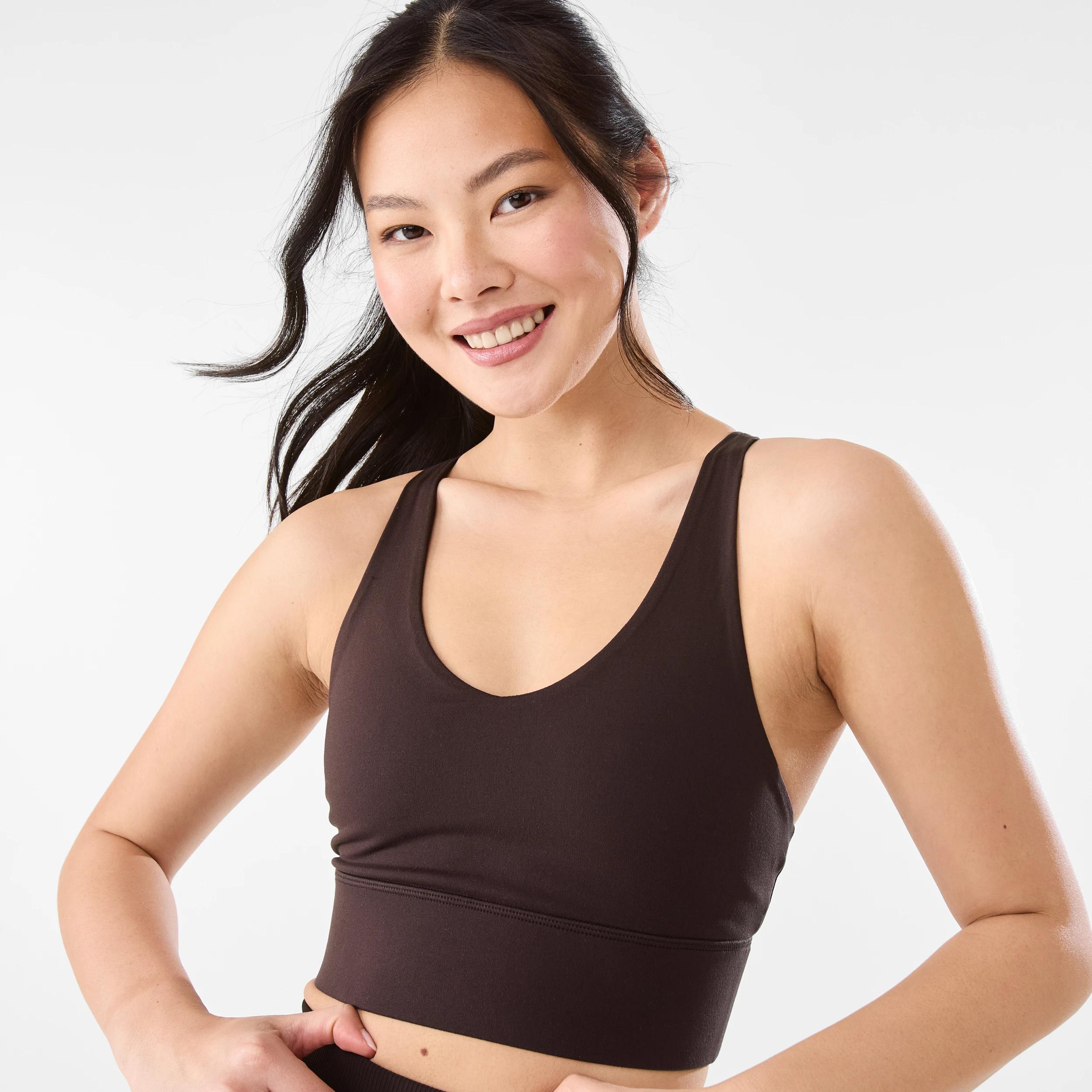 5 Active Womens Ultrasoft Strappy Crop Top TUSCAN BROWN, 5 of 9