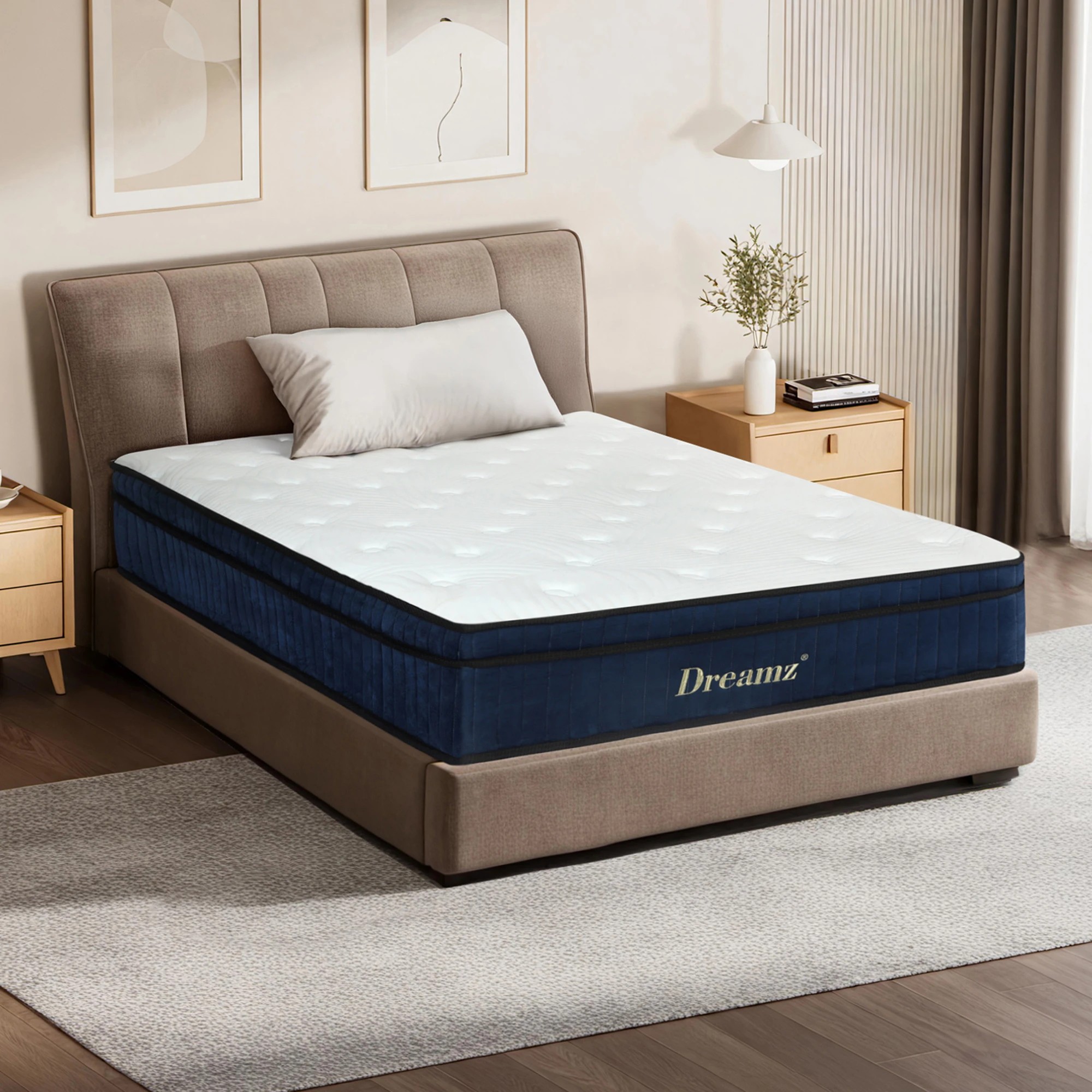 7 Dreamz Spring Mattress 7 Zone Pocket Medium Firm Memory Foam 34cm King Single, 7 of 9