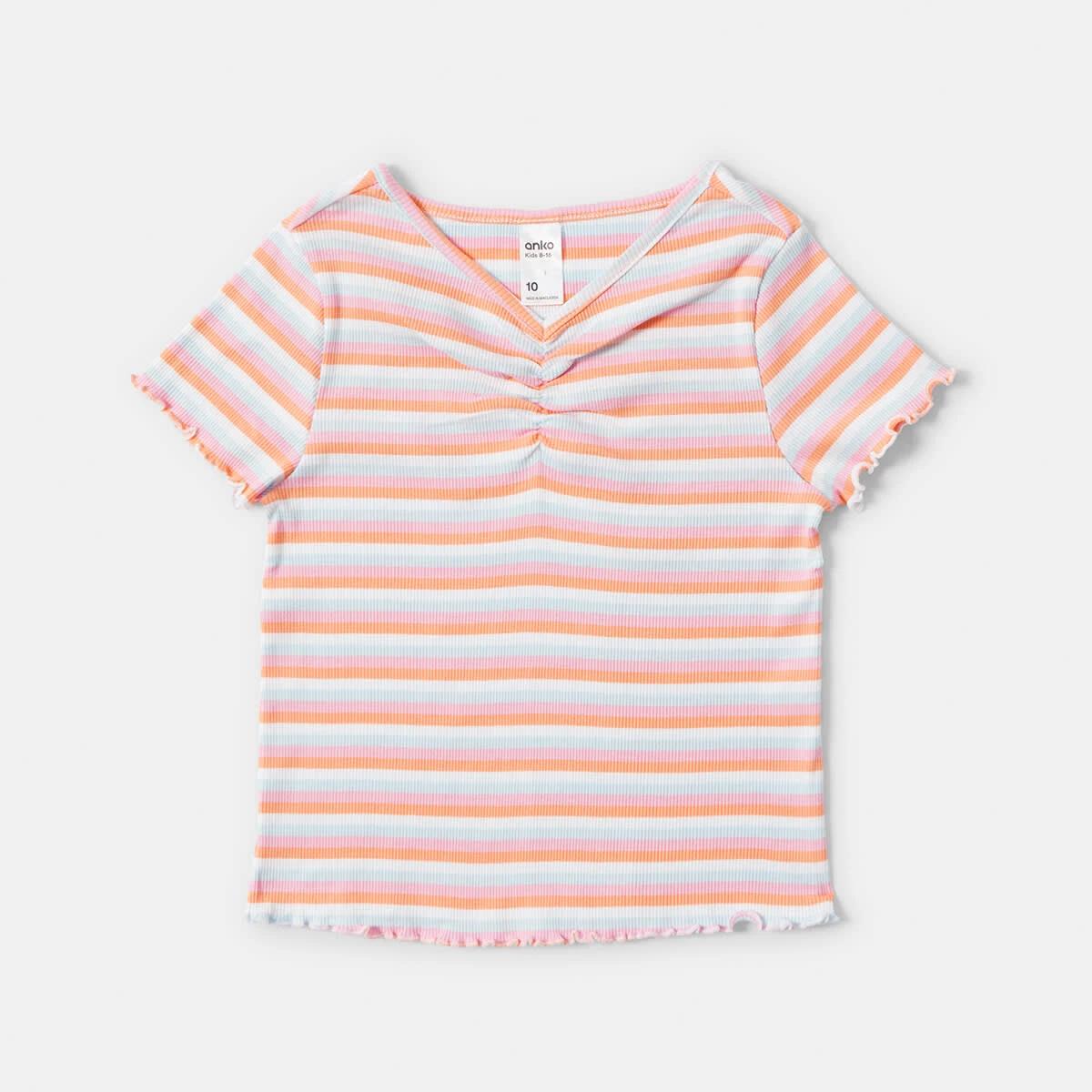 9 Ruched V-Neck Top Strpe Mlti, 9 of 10