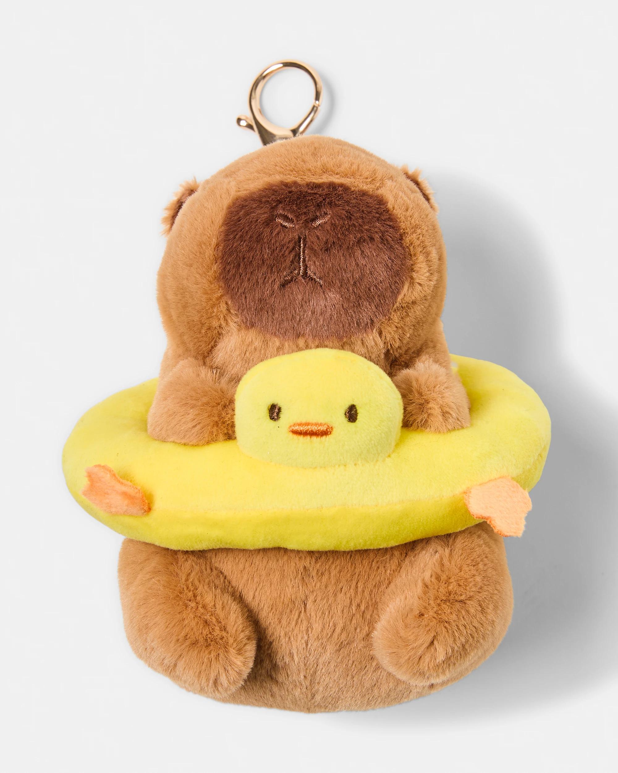 1 Duck Capybara Charm Keyring - Brown, Yellow and Gold Tone Brown, 1 of 3