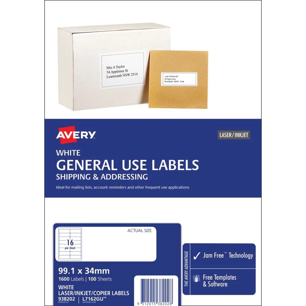 2 Avery 16UP Inkjet Laser General Use Labels White 100 Sheets, 2 of 4