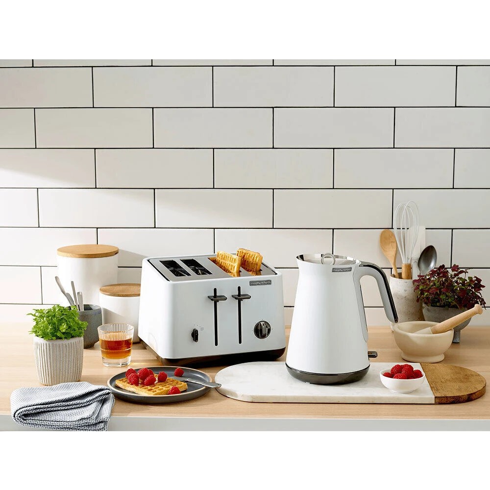 2 Morphy Richards Aspect 1.5L Kettle - White with Black Chrome Trim - White, 2 of 3