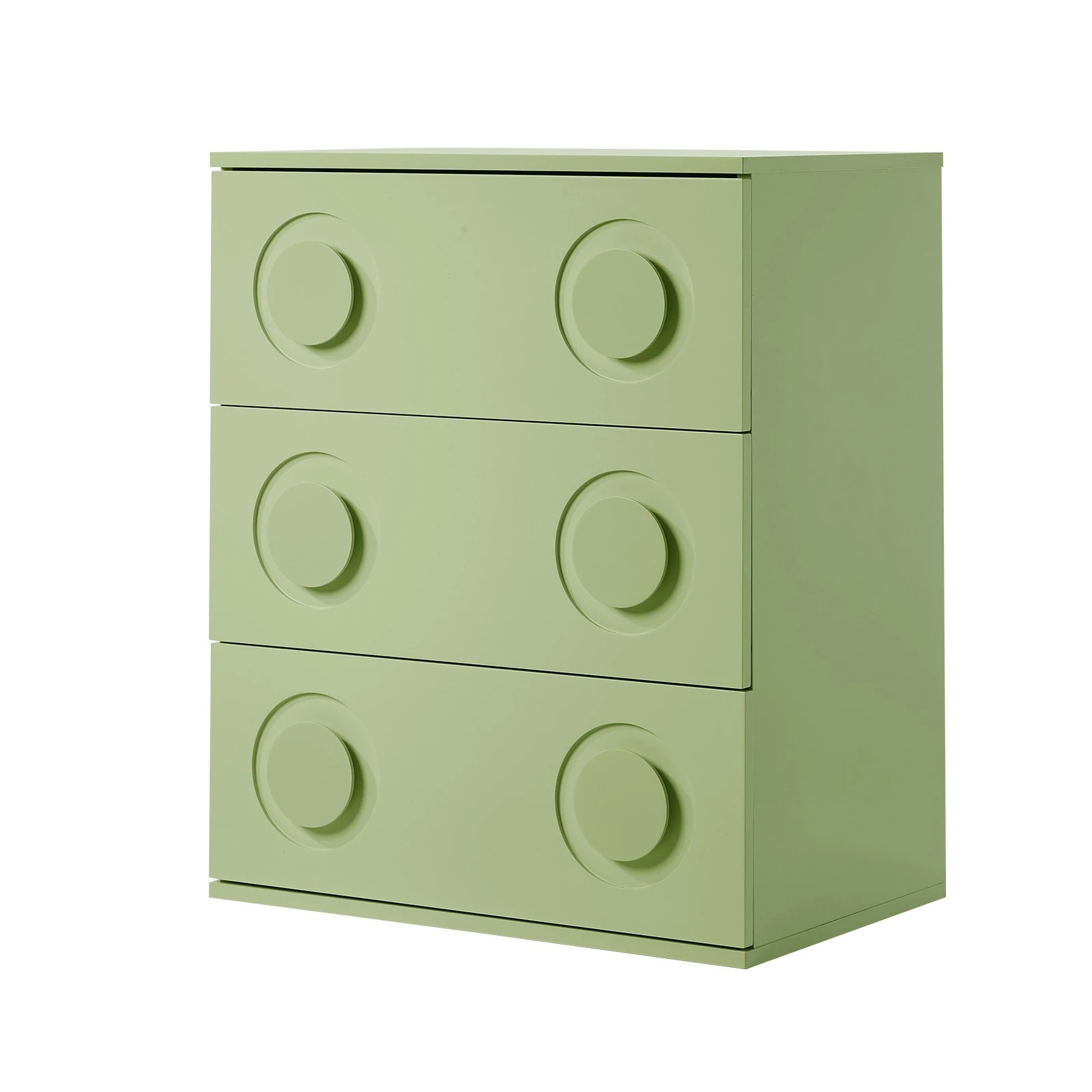 1 Oikiture 3 Chest of Drawers Spacious Cabinet Bedroom Dresser Nightstand - Green, 1 of 9