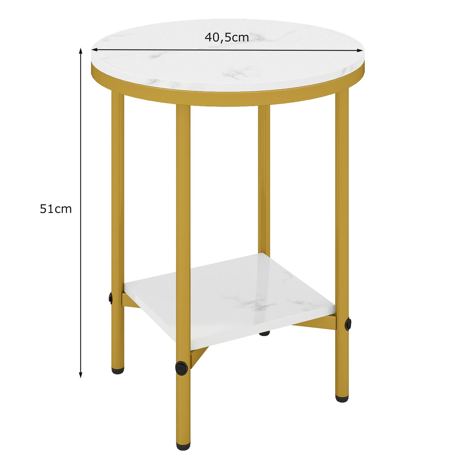 2 Costway 2-Tier Modern End Side Table Faux Marble Top Accent Table Nightstand, 2 of 5