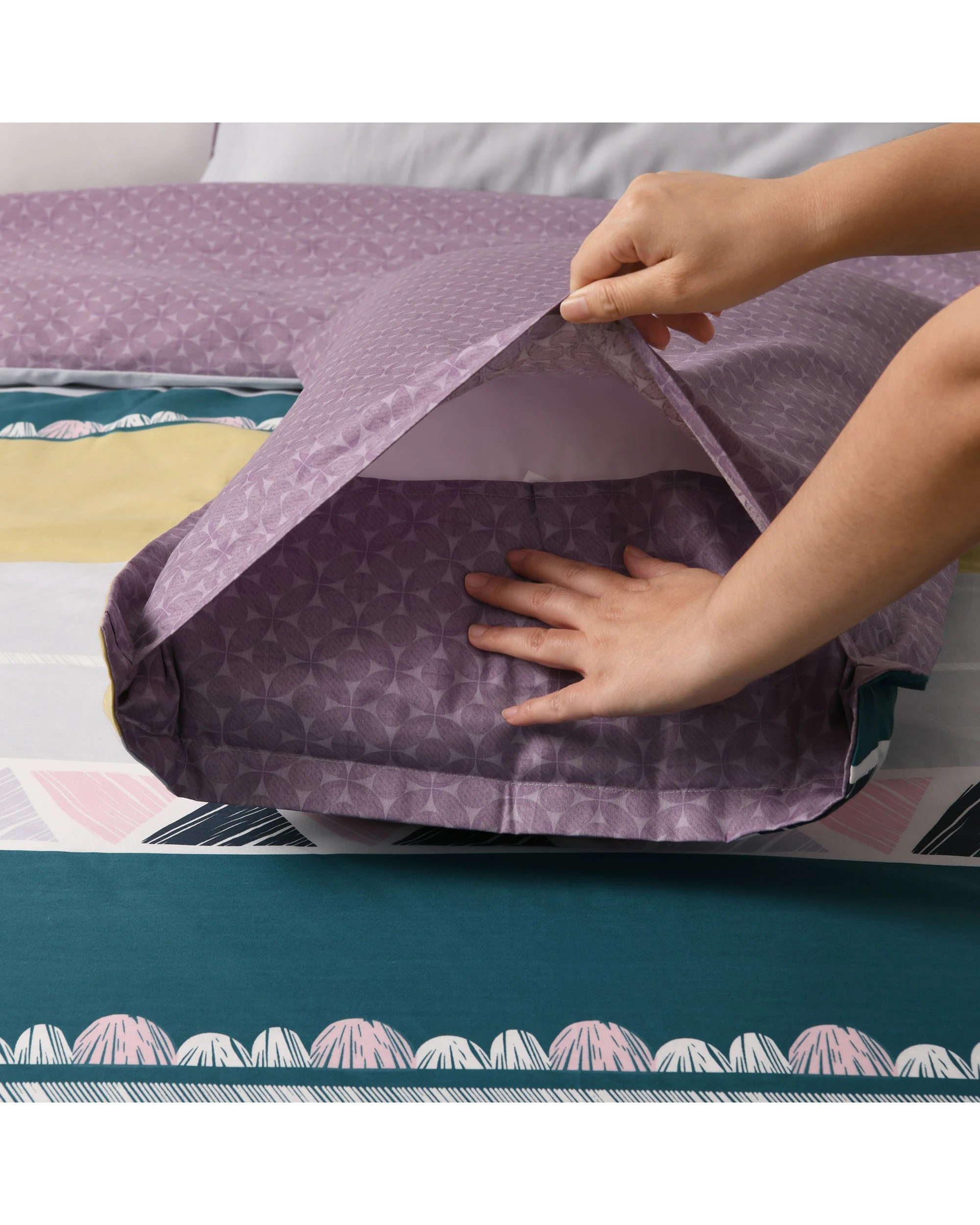 8 Dreamaker Maddison 100% Cotton Reversible Quilt Cover Set - Single Bed - Lilac, 8 of 8