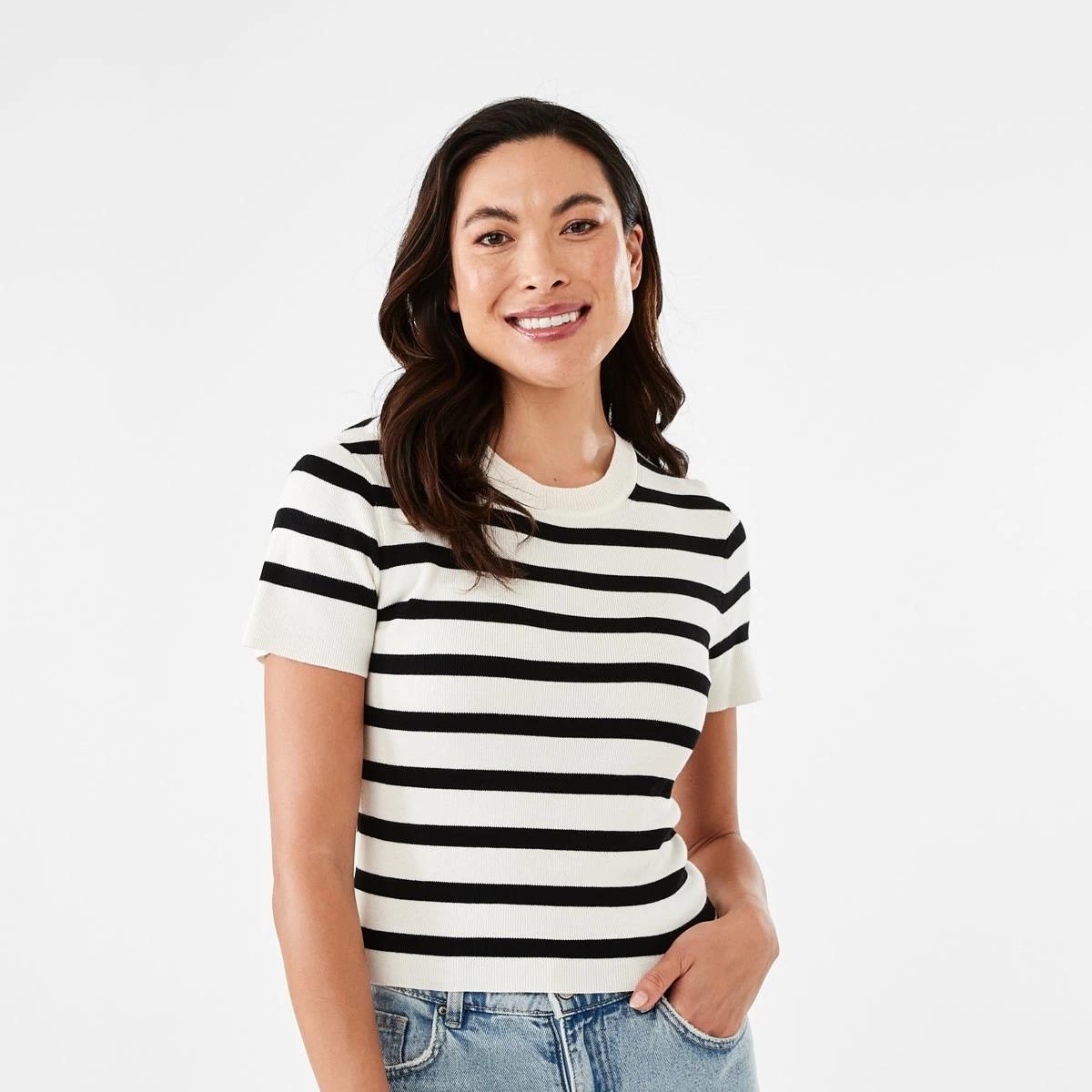 1 Short Sleeve True Knit Fitted T-shirt BOLD STRIPE, 1 of 5