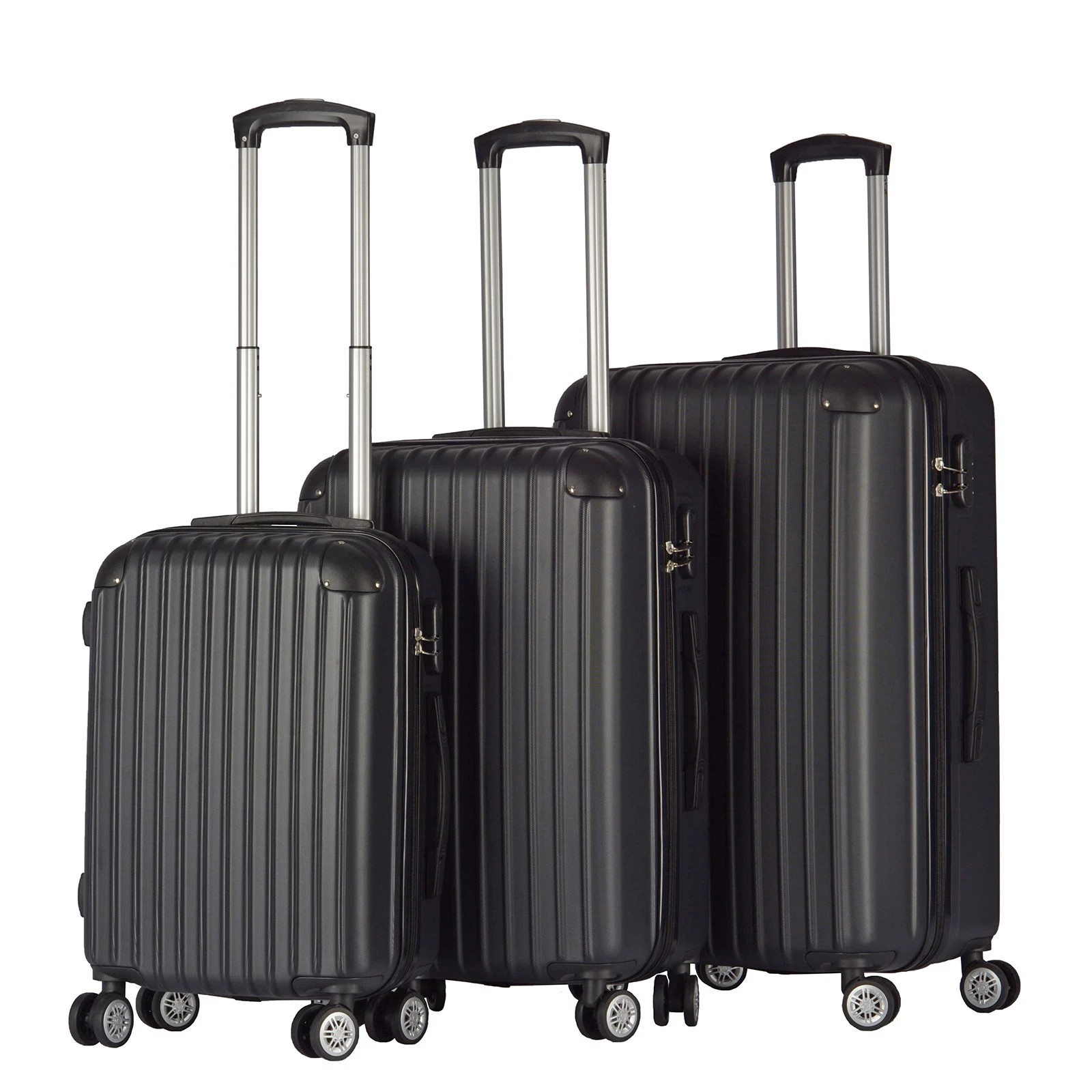 2 Milano Décor Premium 3pc ABS Luggage Suitcase Luxury Hard Case Shockproof Travel Set - Black, 2 of 7