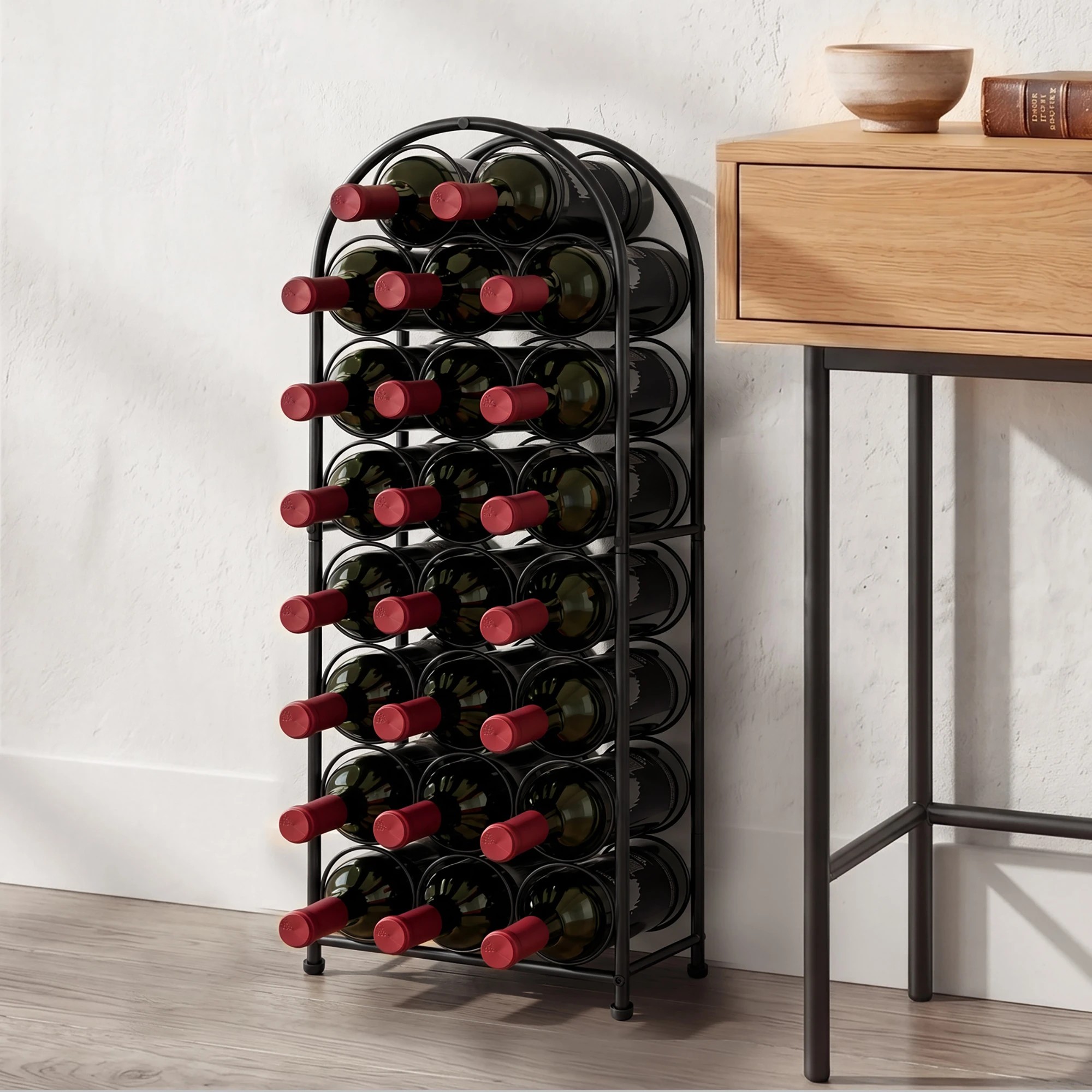 8 Levede 23 Bottle Wine Rack Kitchen Home Floor Storage Organiser Metal Black, 8 of 8